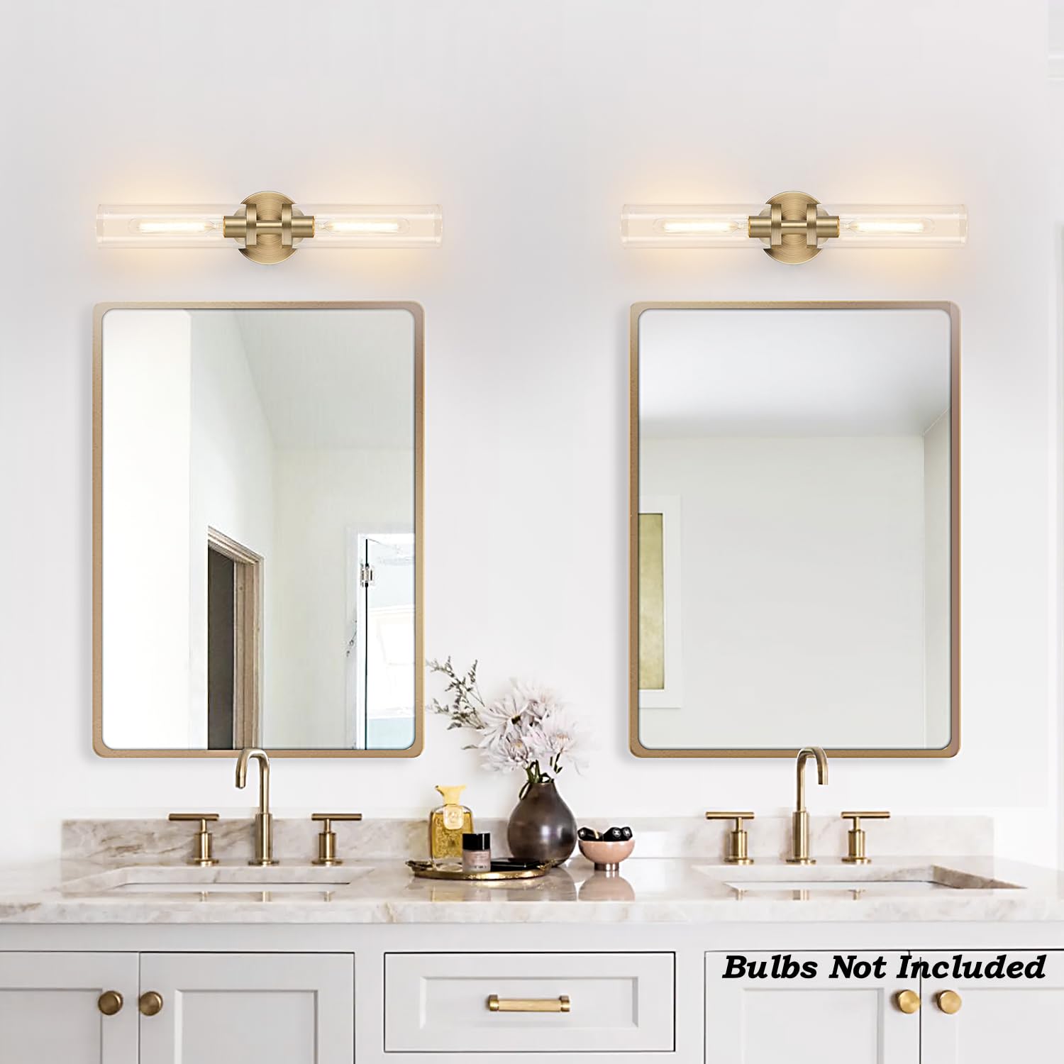 Wall Sconces Set Of Two, Hardwired Brass Bathroom Sconces Wall Lighting With Clear Glass, Modern Sconces Wall Decor Set Of 2 Wal