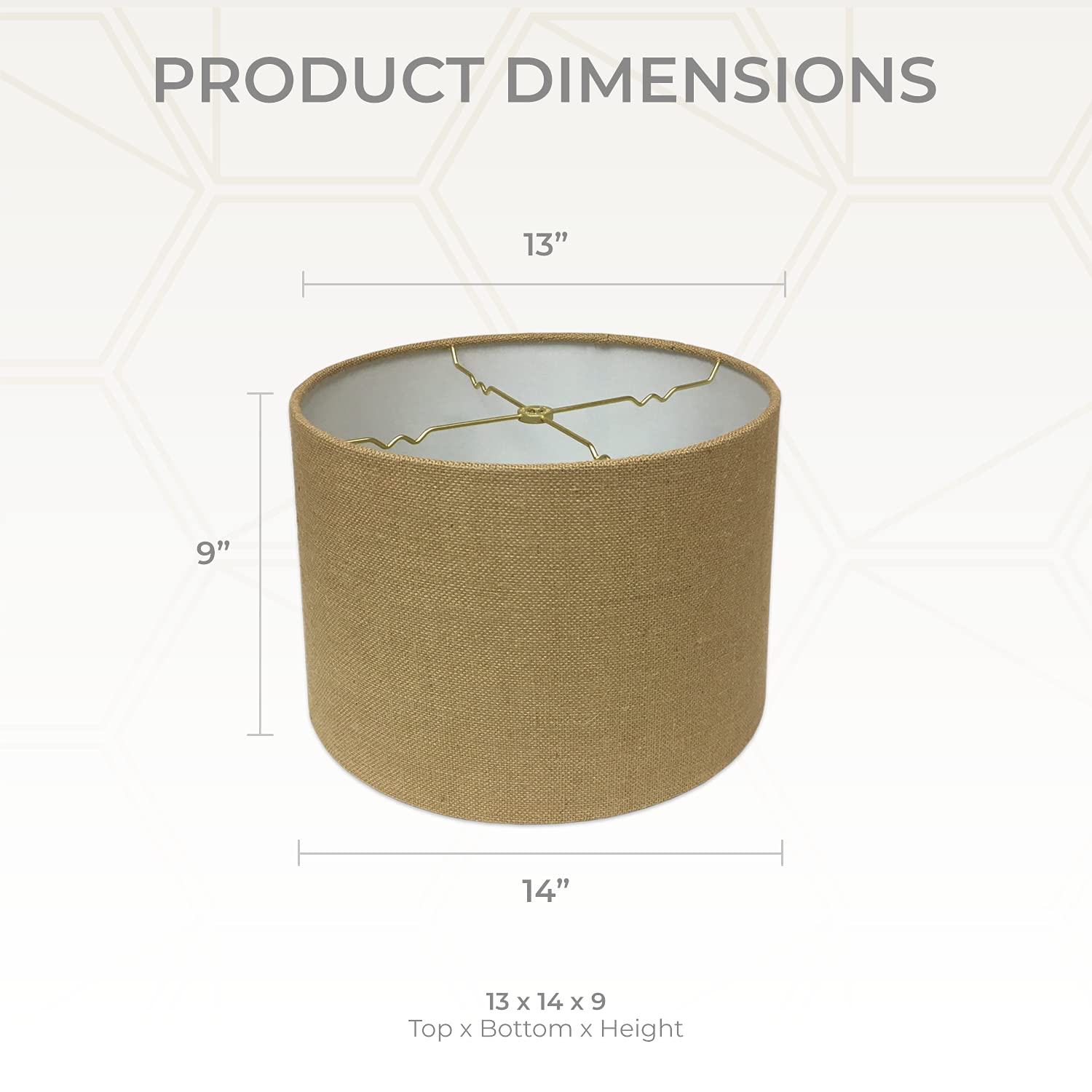 Royal Designs, Inc. Shallow Drum Hardback Lamp Shade, Hb-610-14Bl, Burlap, 13 X 14 X 9