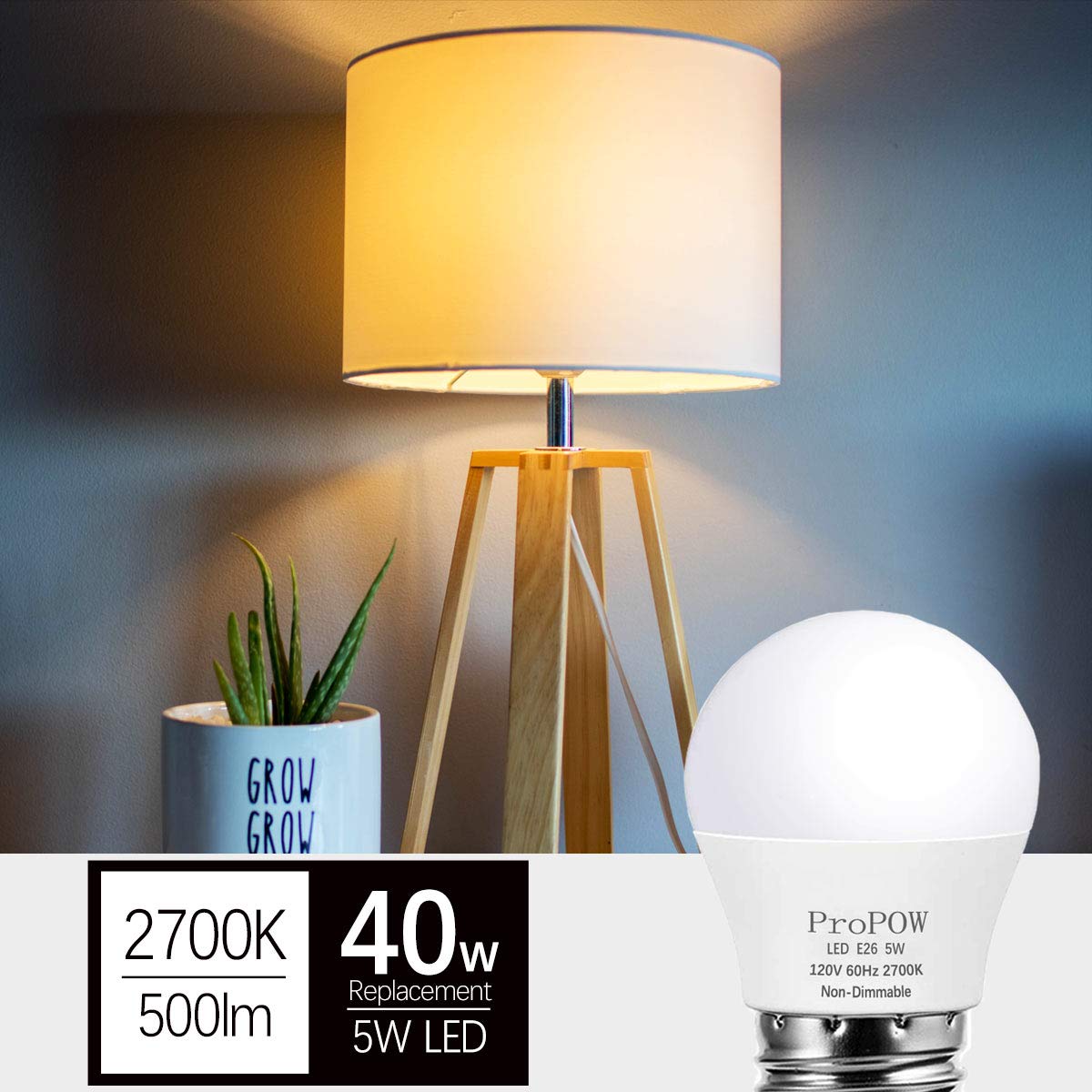 Propow A15 Led Bulb 40 Watt Equivalent, 5W Led Light Bulbs, Soft White 2700K Energy Saving Low Watt Light Bulbs,E26 Base Bulb Fo