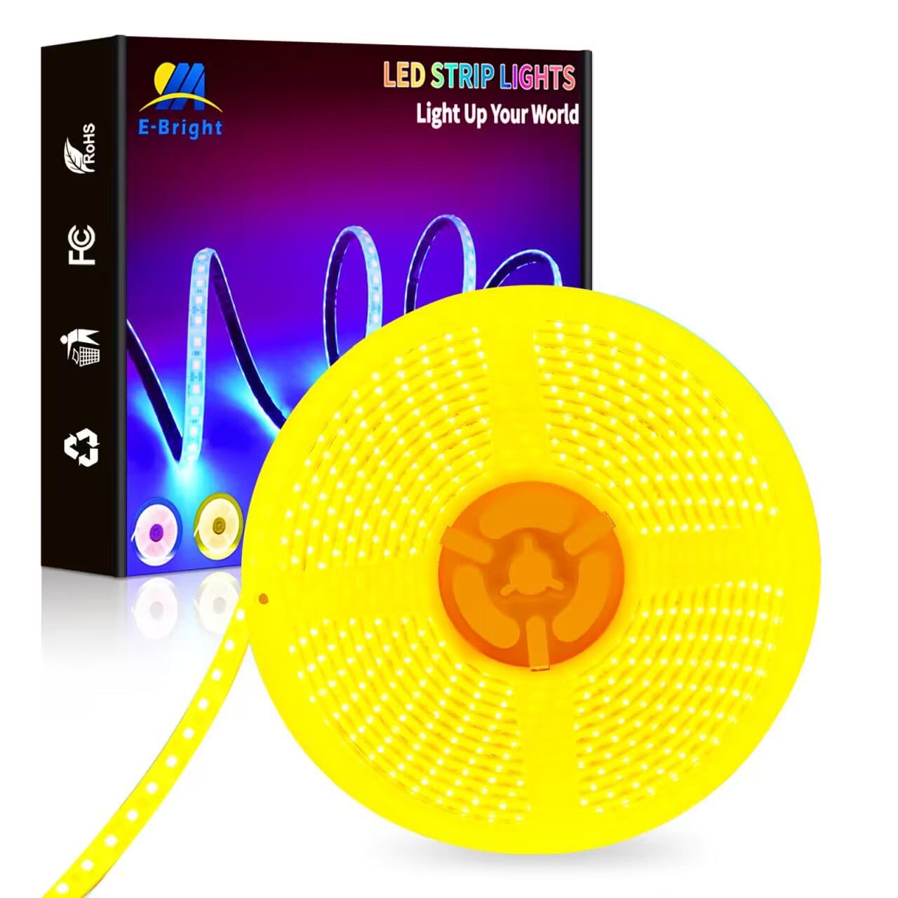 YM E-Bright Yellow LED Strip Lights 5M 600 SMD Waterproof Flexible for TV, Cabinet, Indoor/Outdoor, Model SL-003-A