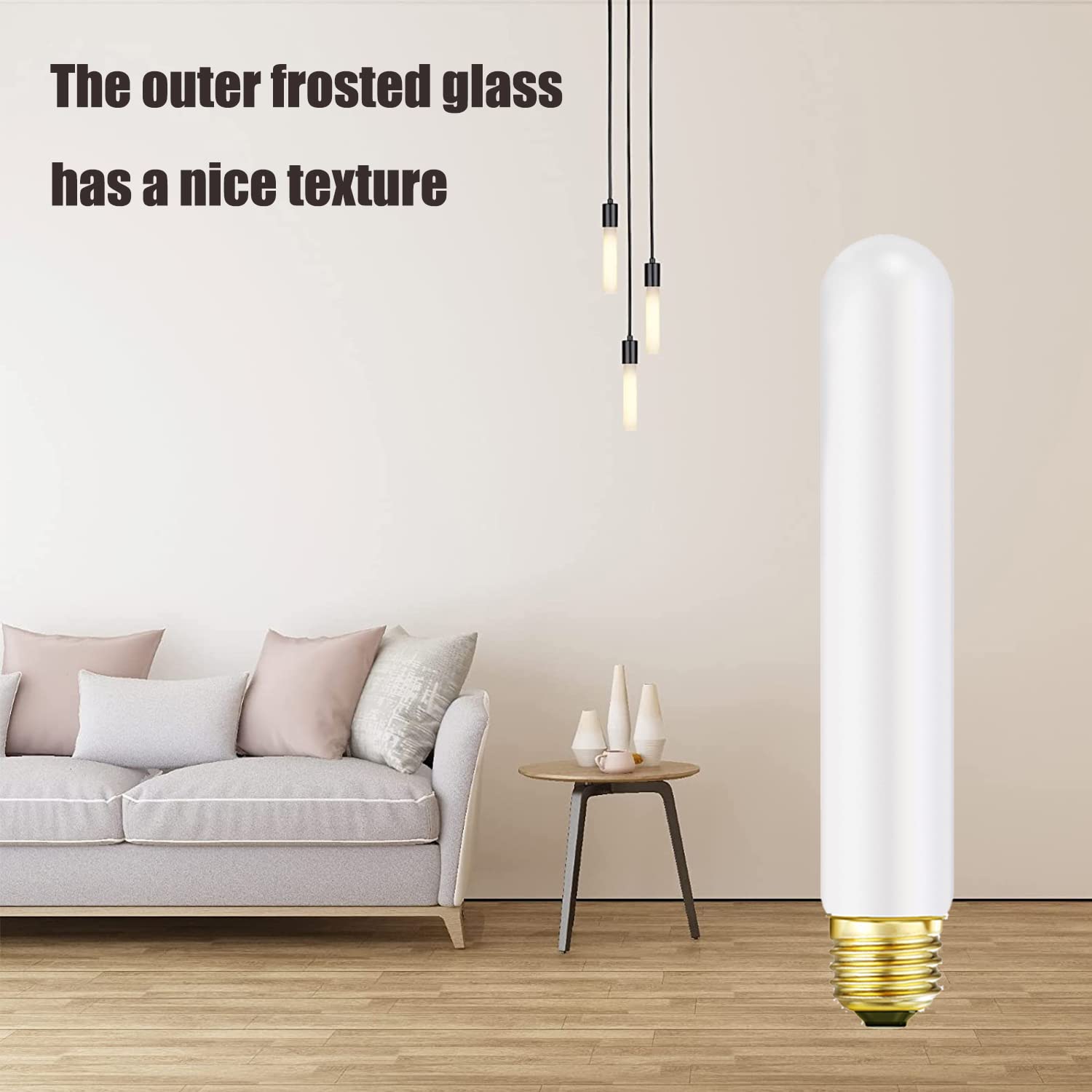 Leools T10 LED Light Bulb 6W Dimmable 2700K Warm White 7.3inch Glass-Frosted 4 Pack