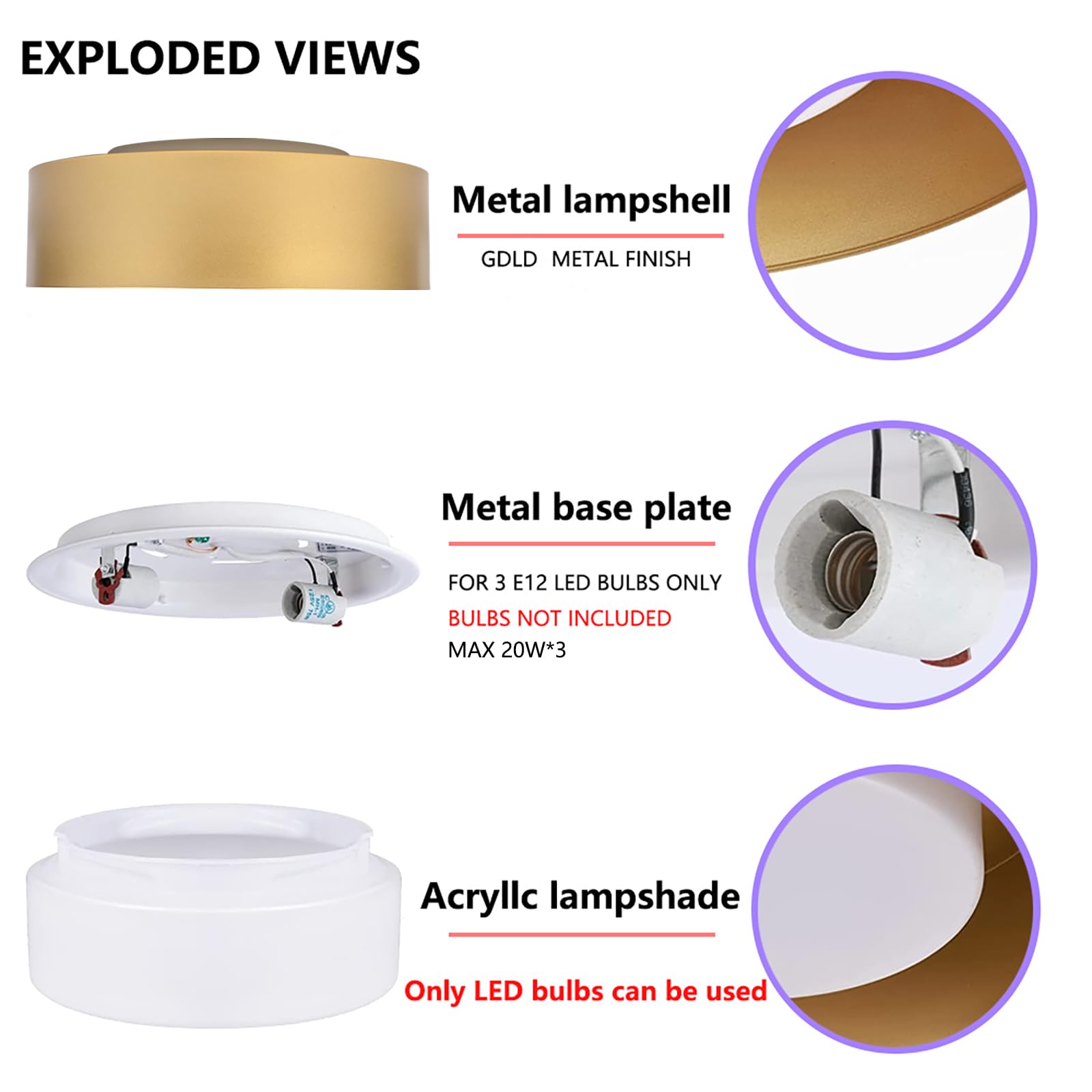 Mivenda Modern Flush Mount Ceiling Light Minimalist Close To Ceiling Lighting Fixture Gold Circular Ceiling Lamp For Bedroom Dining Room Entry Hallway Balcony  Bathroom (16.5)