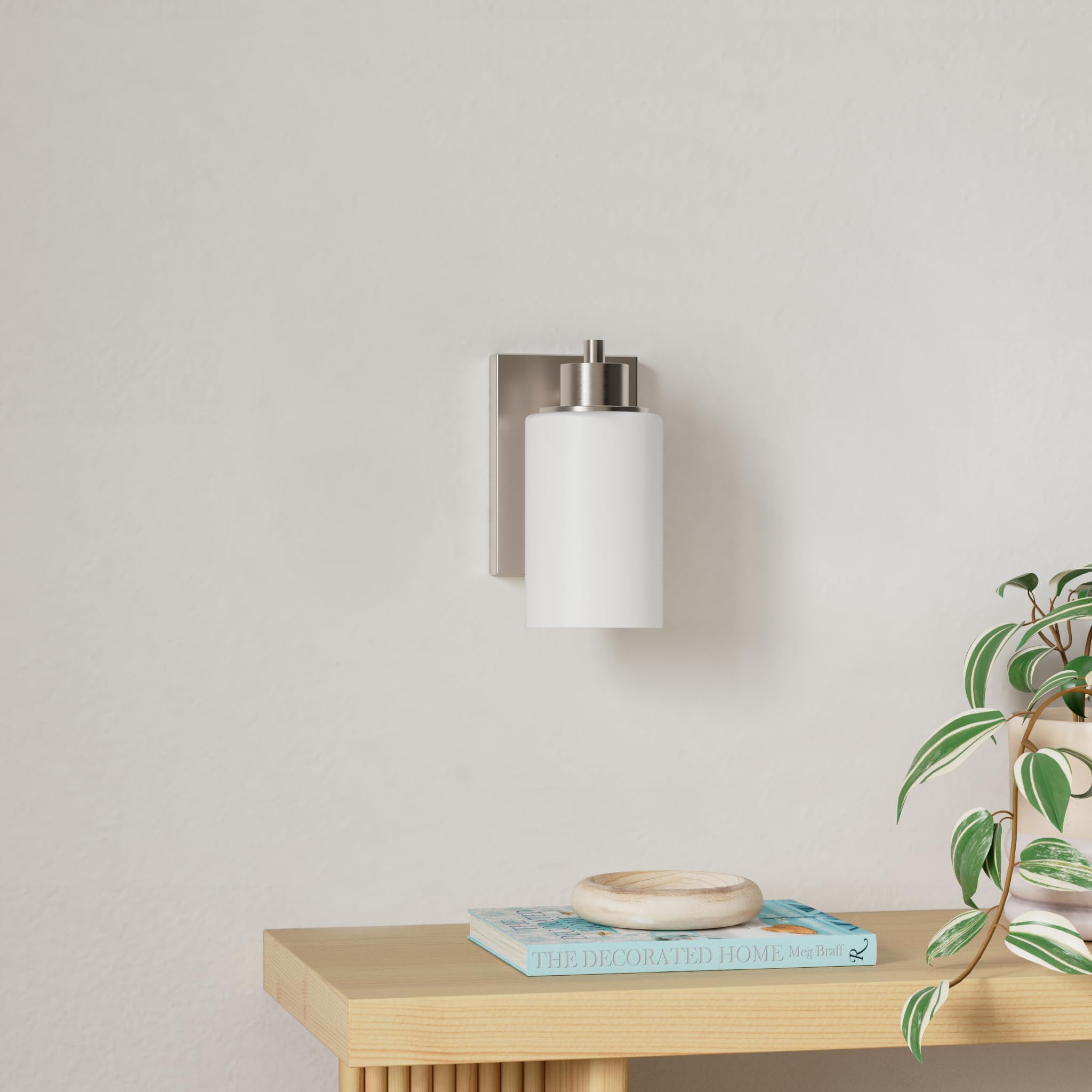 2 Pack Modern Bath Vanity Light Fixture 1-Light, Indoor Bathroom Wall Sconces For Living Room, Porch, Bedside, Brushed Nickel Fi