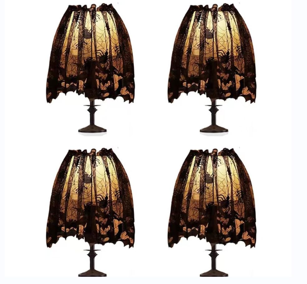 4Pcs Halloween Lamp Shade Cover Decorations, Lampshades Cover Decor Supplies, Large 20 X 60 Inch Spiderweb Lamp Shade Cover,Happy Halloween Indoor And Outdoor Decorations