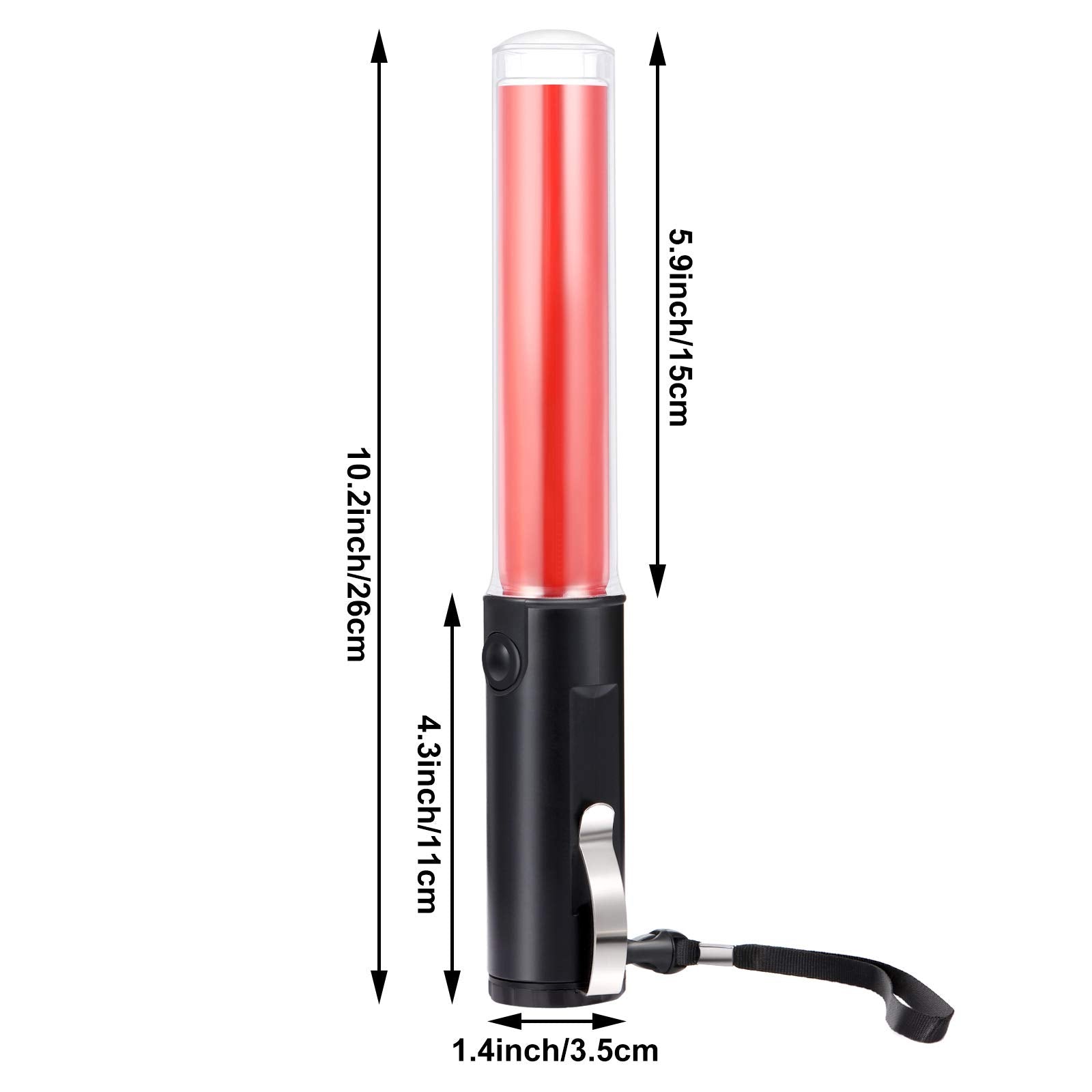 Weewooday 2 Pieces Led Signal Wand Traffic Flashlight, 11 Inch, Battery Powered, Durable, Waterproof, Wide Application