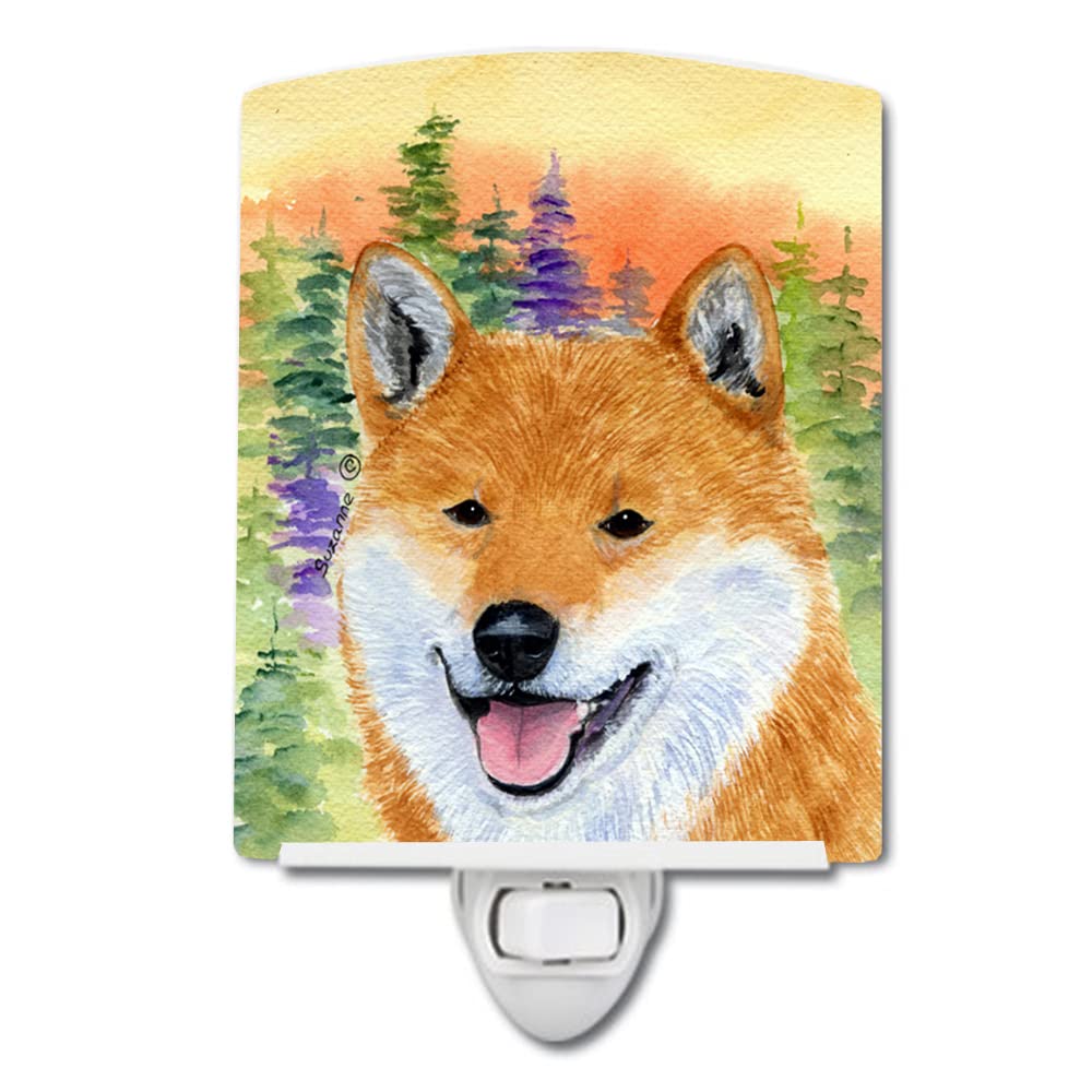 Caroline'S Treasures Ss8234Cnl Shiba Inu Ceramic Night Light Compact, Ul-Certified, Ideal For Bedroom, Bathroom, Nursery, Hallway, Kitchen, 6X4X3, Multicolor