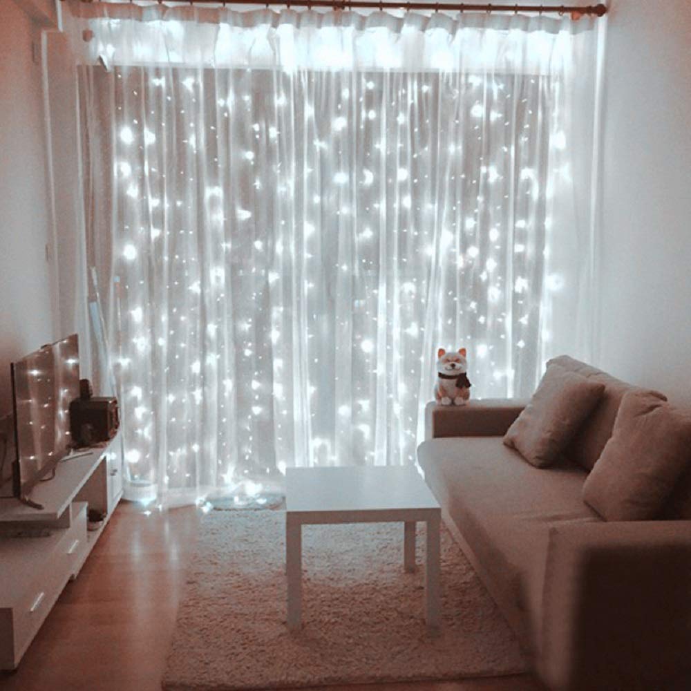 Honche Bright White Led Curtain String Lights With Remote For Wedding And Party Decorations