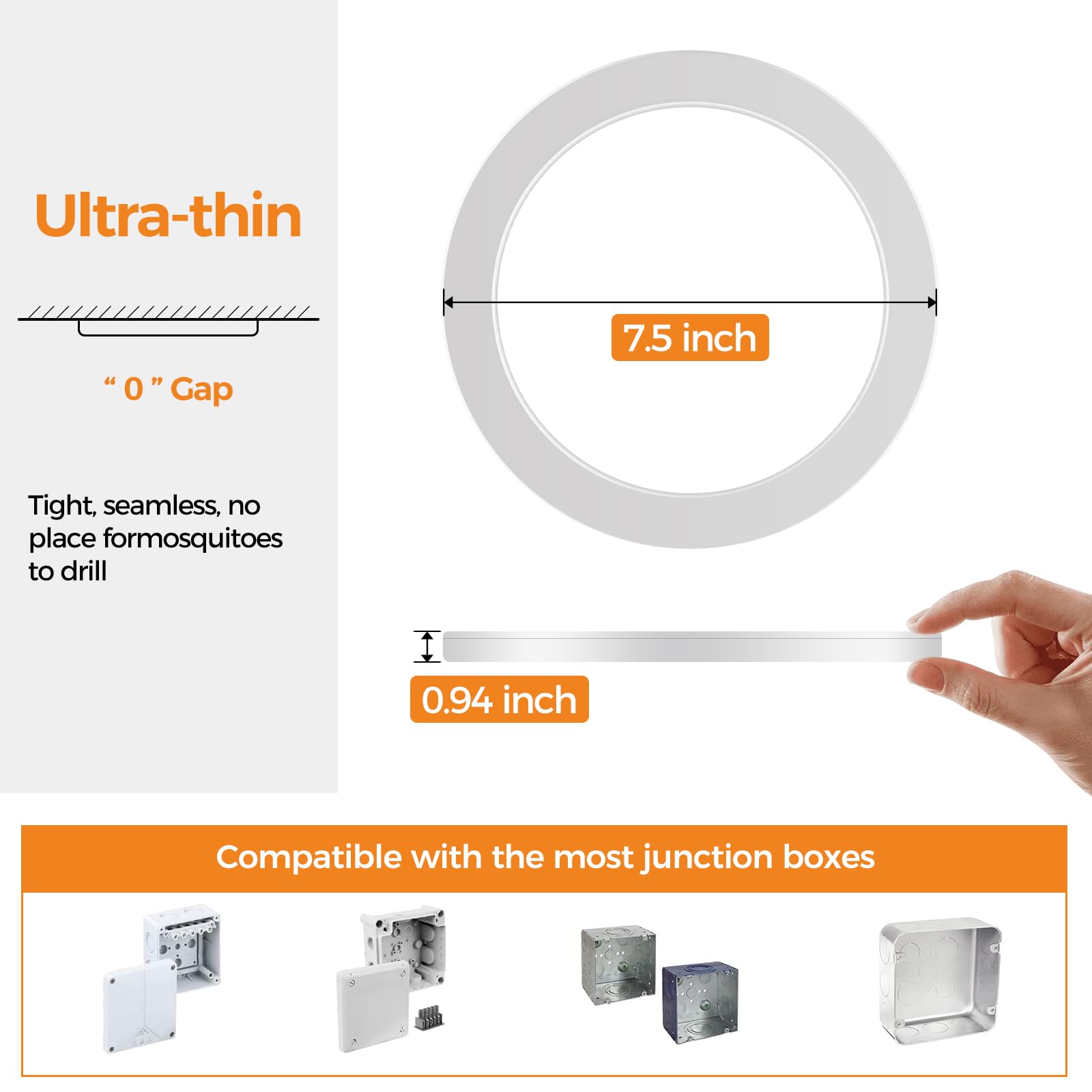 Slochi 6Pack Flush Mount Ceiling Light  7.5Inch Super Slim 3000K-4000K-6500K Led Ceilings Light  Round White Ceiling Light Fixtures For Bedroom Living Room Kitchen Bathroom Hallway Laundry