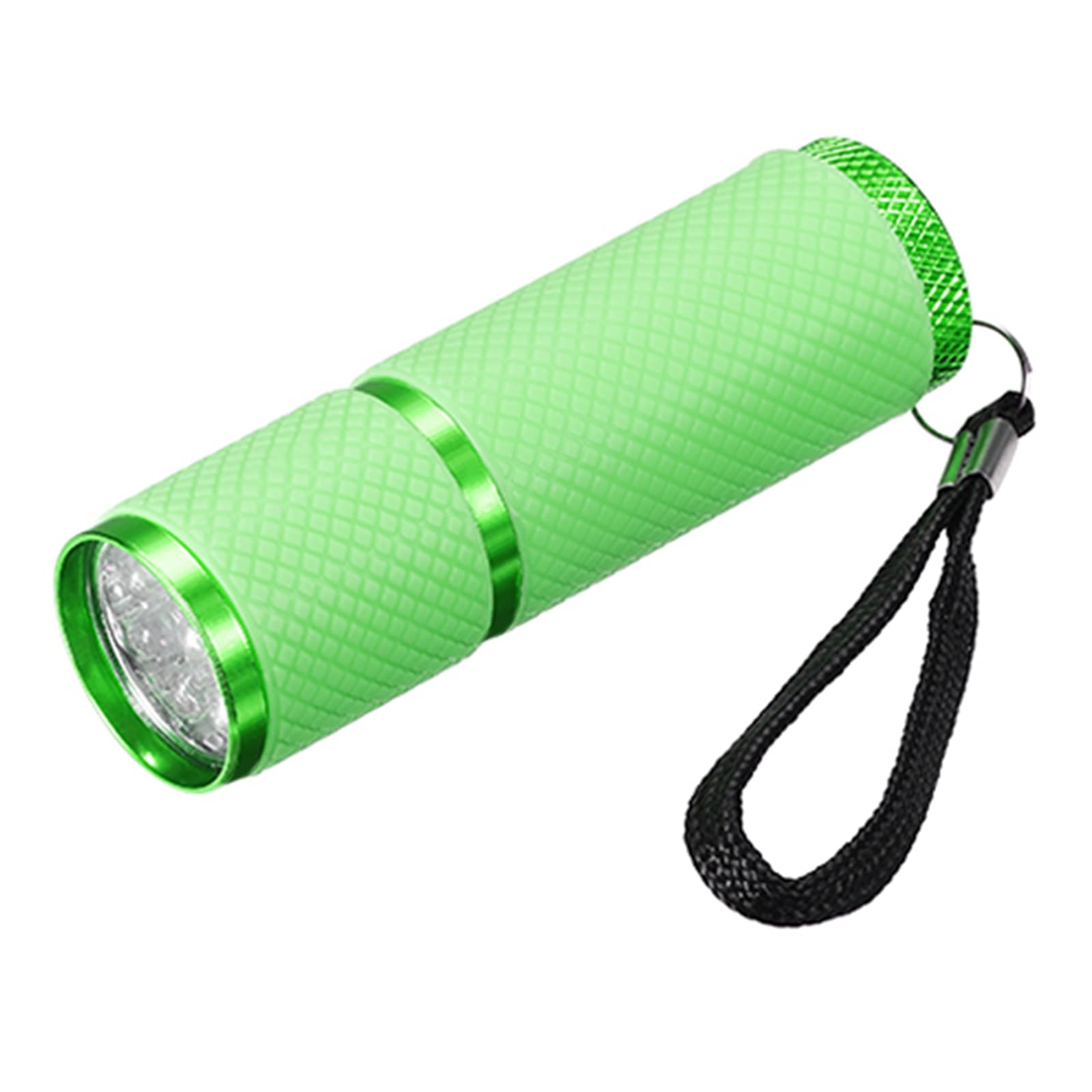PATIKIL 9 LED Glow in Dark Flashlights, Mini Aluminum Flashlight Rubber Coated Flashlight with Strap for Camping, Hiking, Party,