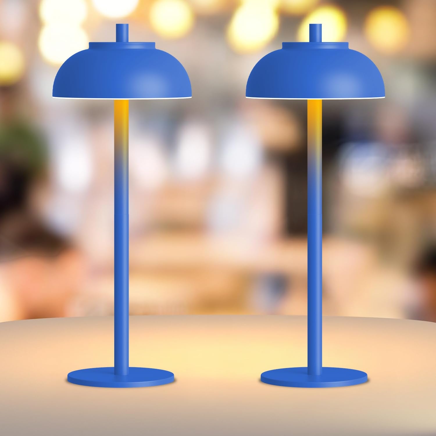 Moragin Blue Table Lamp Set Of 2 Rechargeable Table Lights Battery Operated-Ip65 Waterproof-For Outdoor Patio/Restaurants/Home/Dinner/Table Lighting-Touch Control & Dimmable
