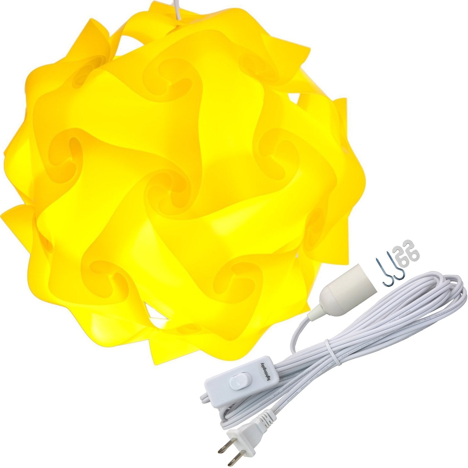 Lightingsky Diy Iq Jigsaw Puzzle Lamp Shade Ceiling Pendant Lampshade Kit With 15 Feet Hanging Cord (Yellow, Xl-16 Inch)