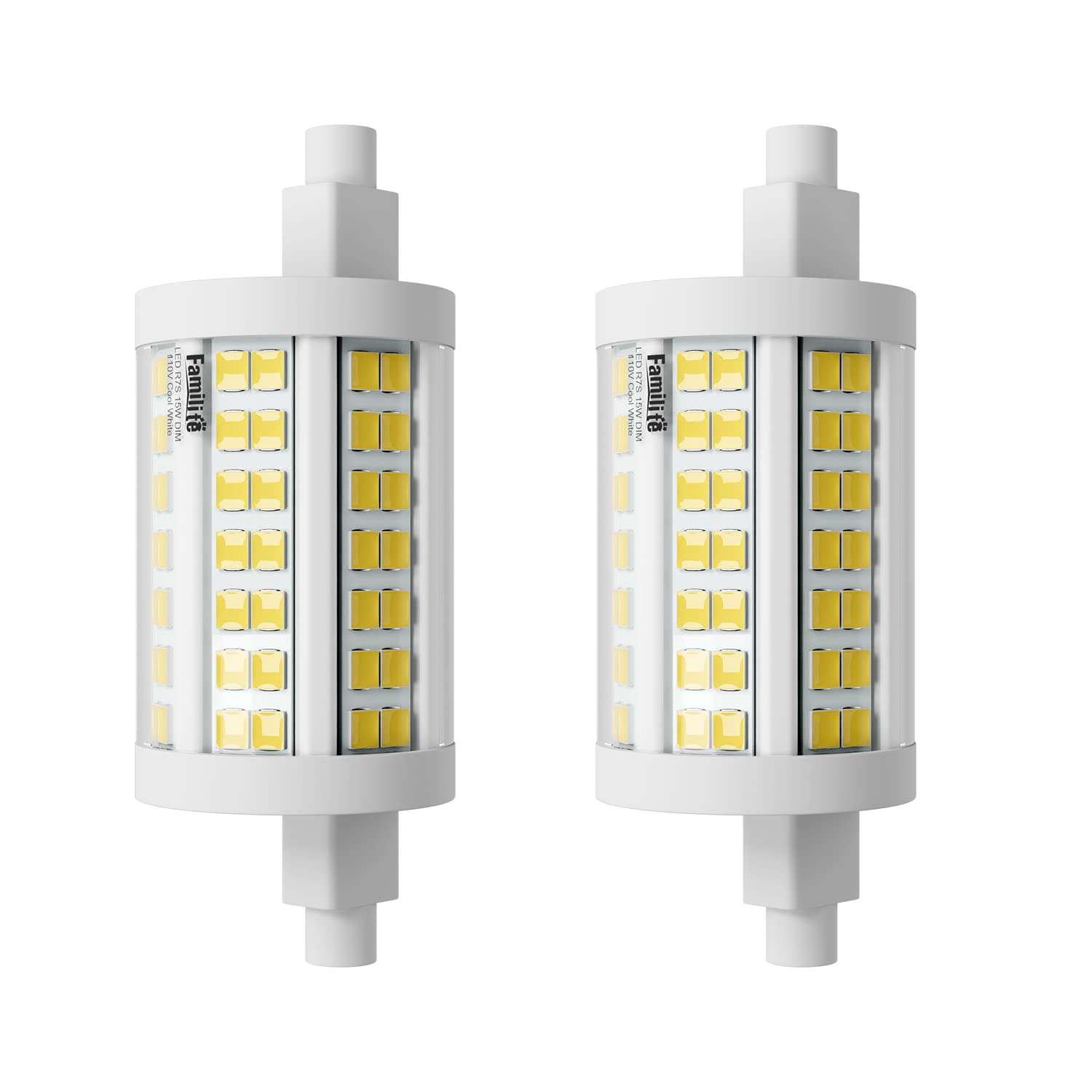 Familite R7S LED Bulb 15W Dimmable Flood Light 150W Halogen Replacement Cool White 6000K Pack of 2