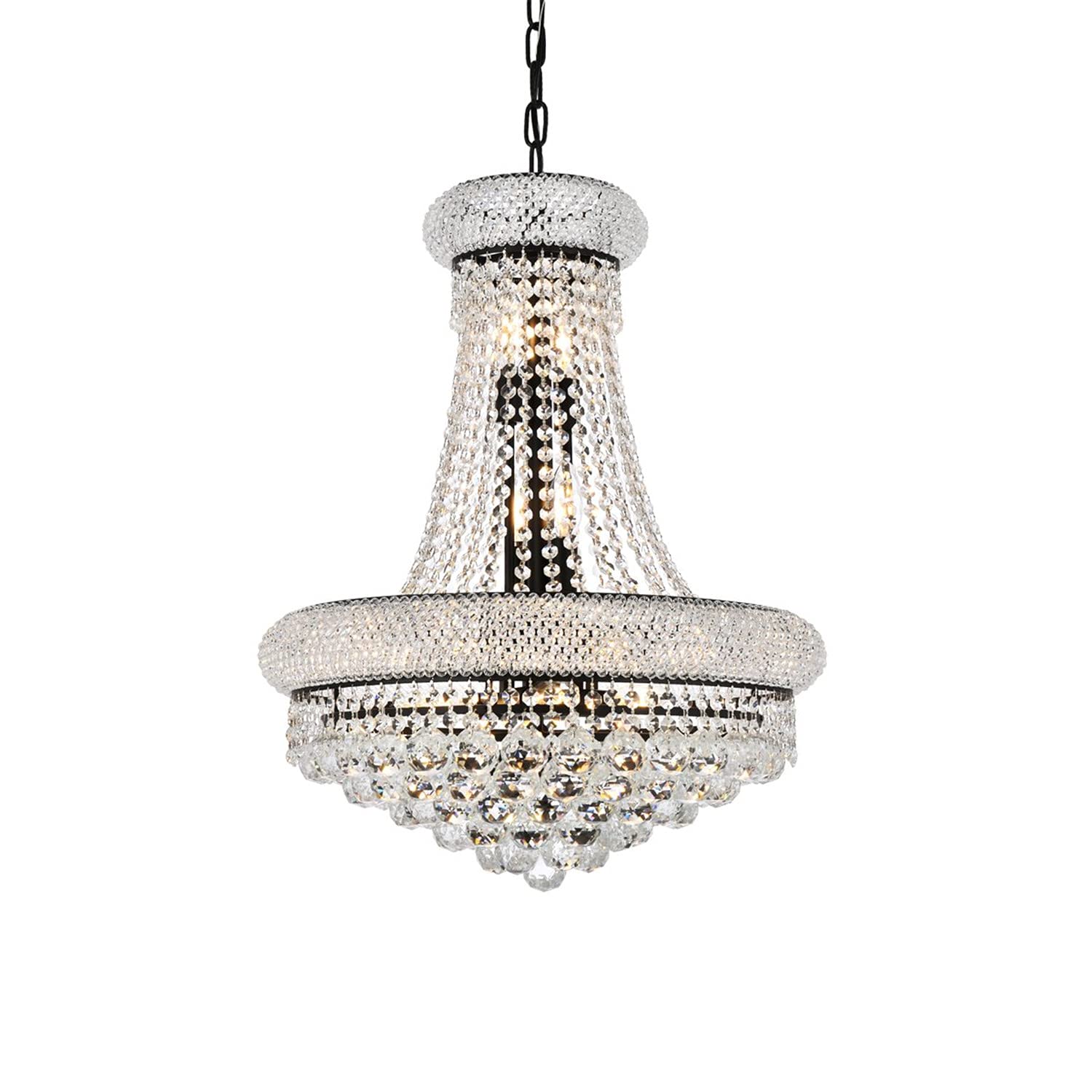 Elegant Lighting Primo 20&quot; Black Metal And Crystal Chandelier - Modern Home Decor