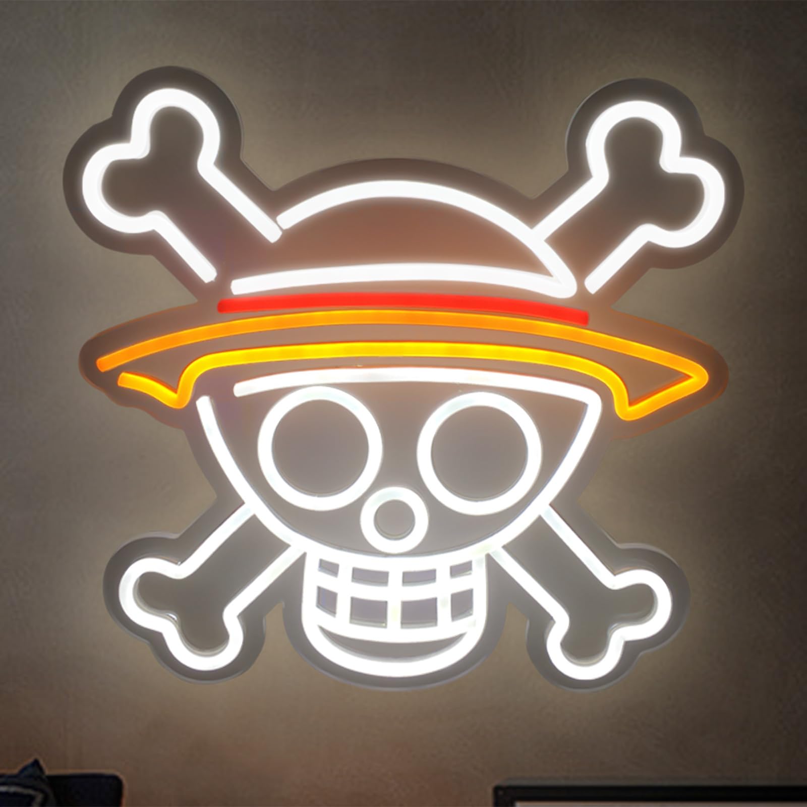 ADS JIE One Piece Neon Sign Lamp - Anime Skull, USB Powered, 11.7inx10.6in, Plastic, New One Piece Skull, Model AD066