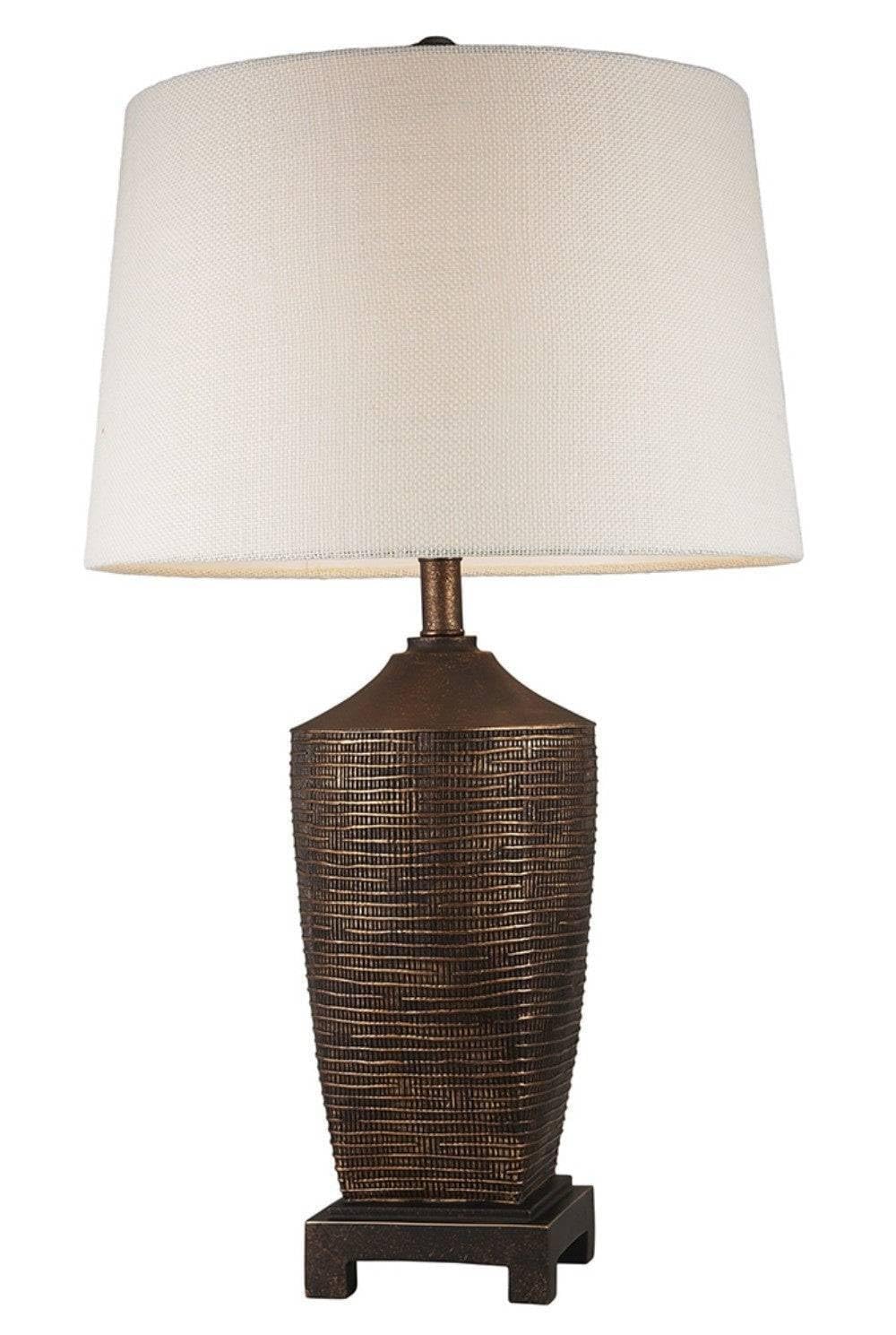 HomeRoots Rustic Ribbed Bronze Table Lamp - Resin Material, Elegant Design