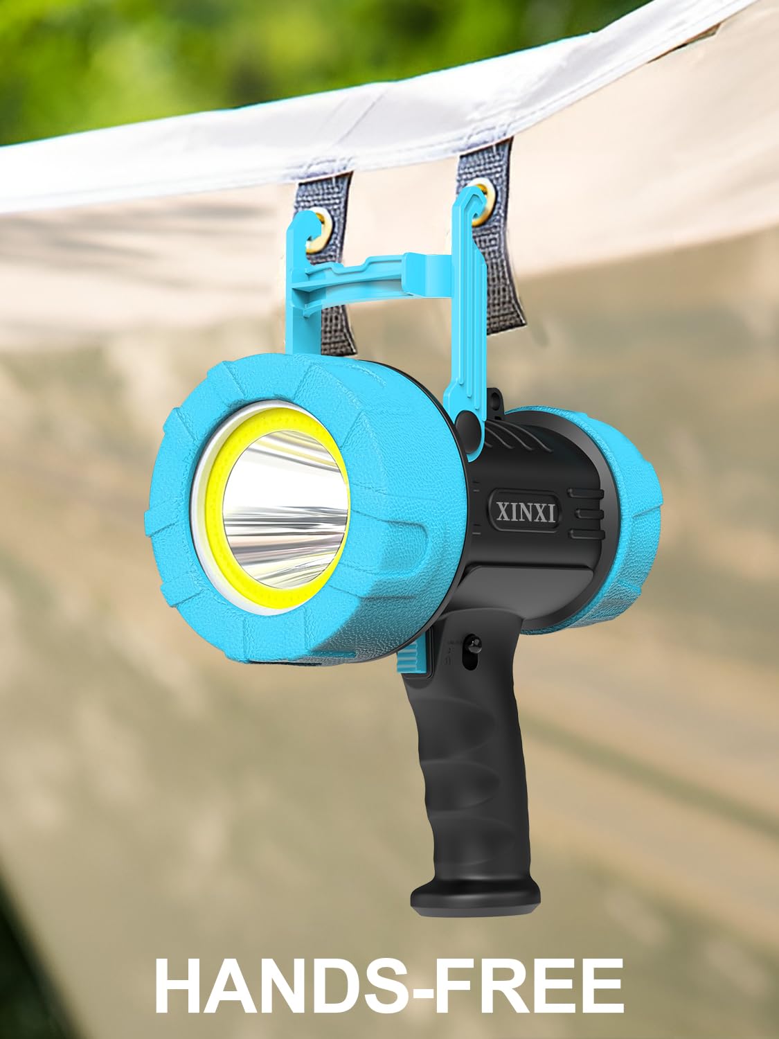 XINXI Rechargeable Spotlight with COB Floodlight, 6 Light Modes and USB Charger for Hiking, Boating, Hunting, IP67 Waterproof Ha