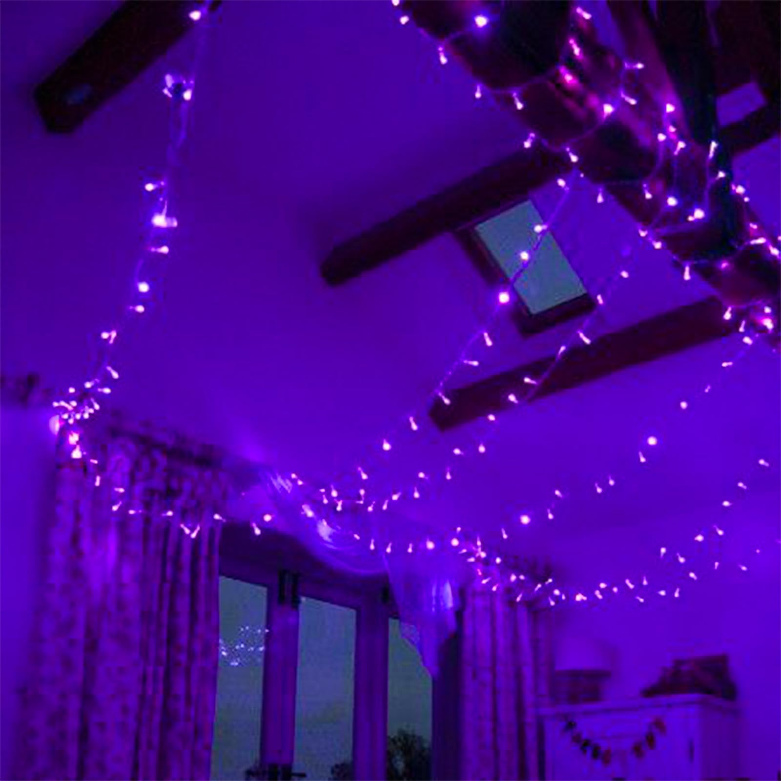 Jacuxlss Purple String Lights  33Ft 100 Led 8 Modes Clear Wire Plug In Christmas Easter Tree Decorative Light For Wedding Birthday Party Window Bedroom Hanging Decorations