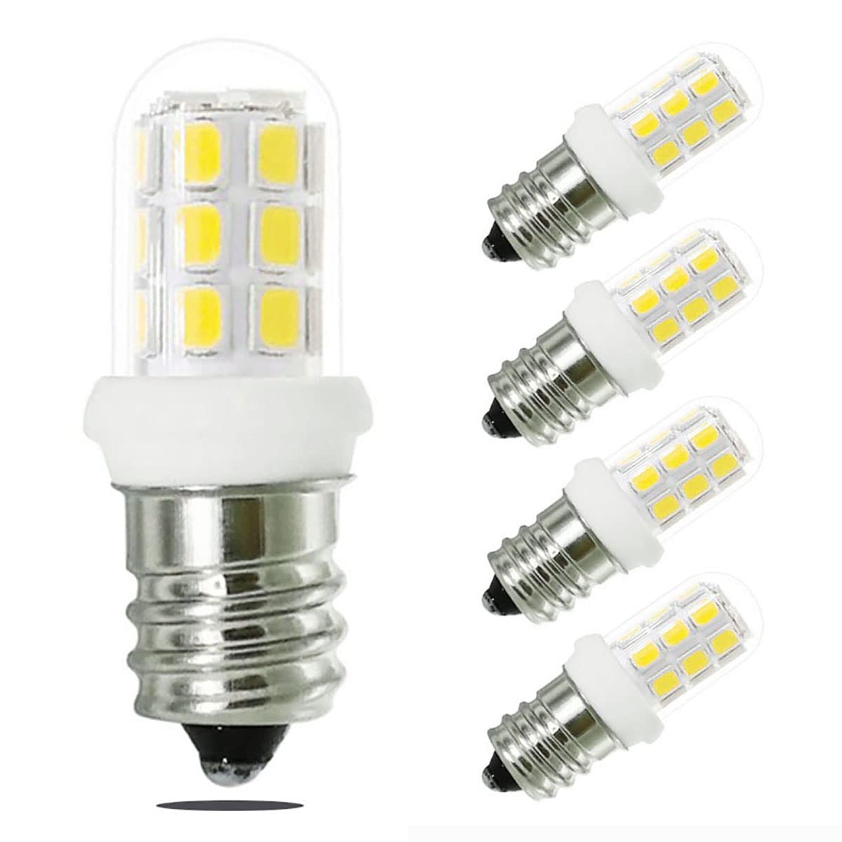 Xrzt Salt Lamp Bulbs 15W C7 E12 Led Bulbs Night Light Bulbs Candelabra Light Bulb Replacement, White 6000K Non-Dimmable 5-Pack