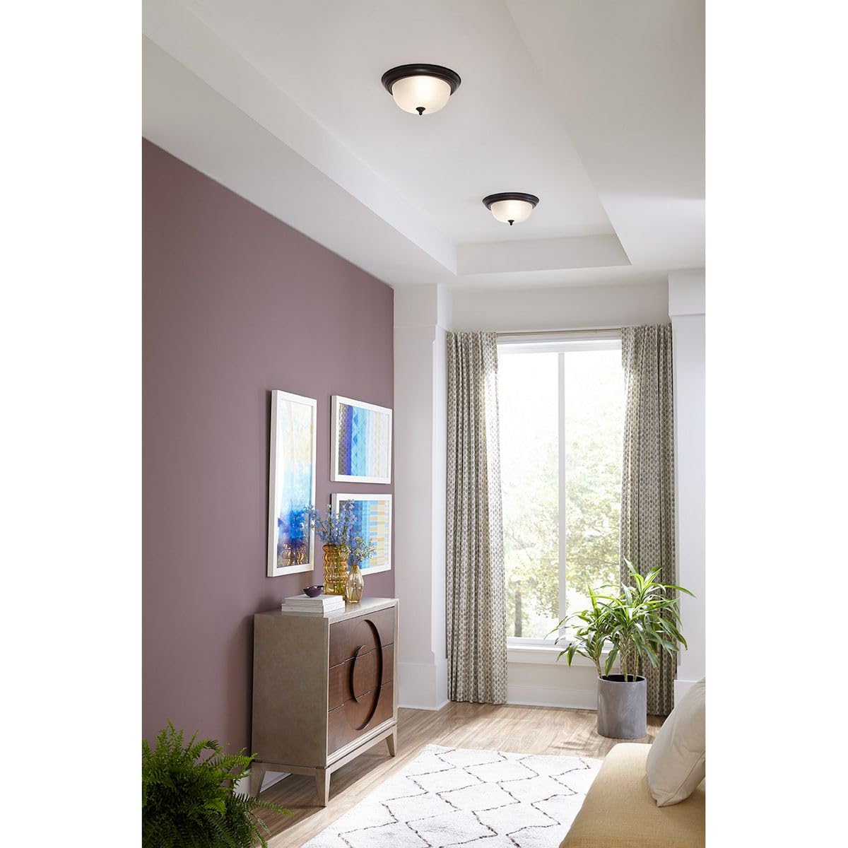 Two-Light Dome Glass 13-1/4'' Close-To-Ceiling