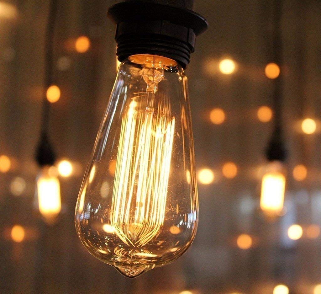 HESSION Vintage Edison Bulbs ST64 40W E26 Amber Glass 6-Pack Dimmable Warm White