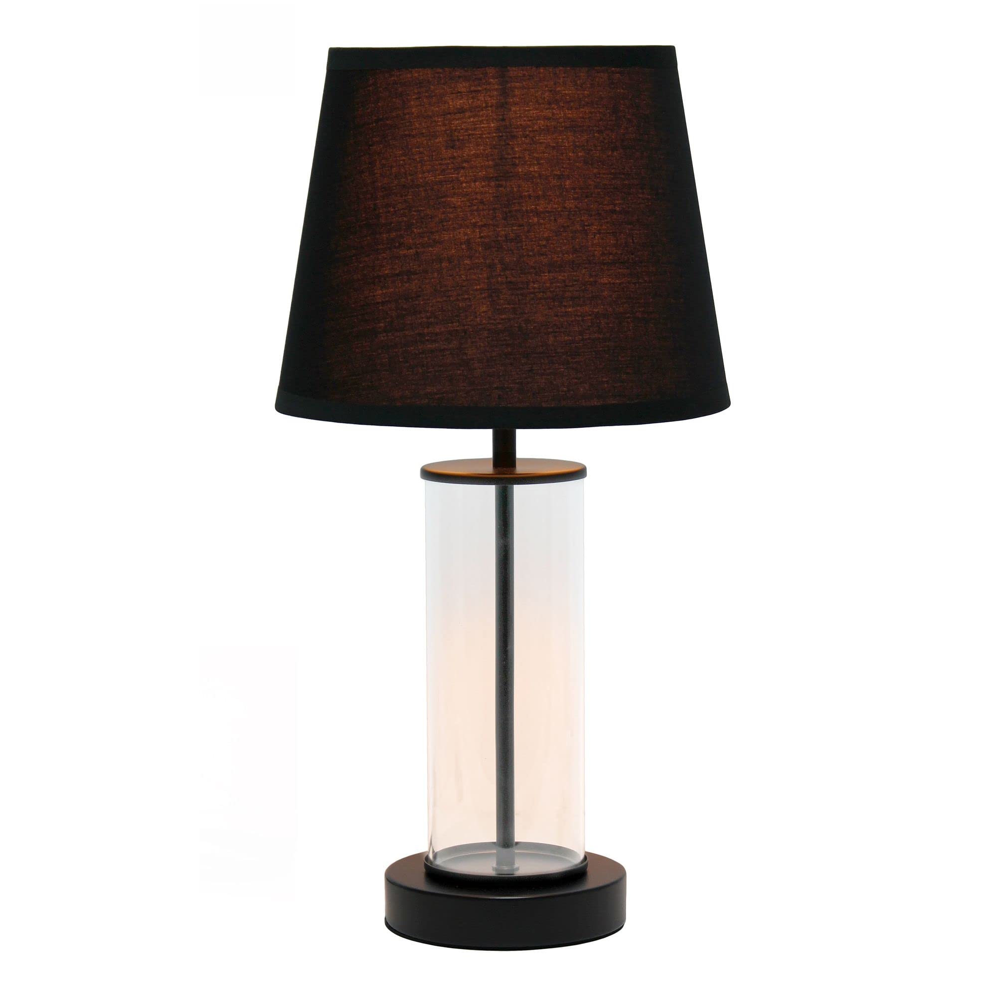 Simple Designs LT2081-BOB Coastal Bedside Table Lamp, Black Base, Black Shade, Glass, 8.66inL x 8.66inW x 16.93inH