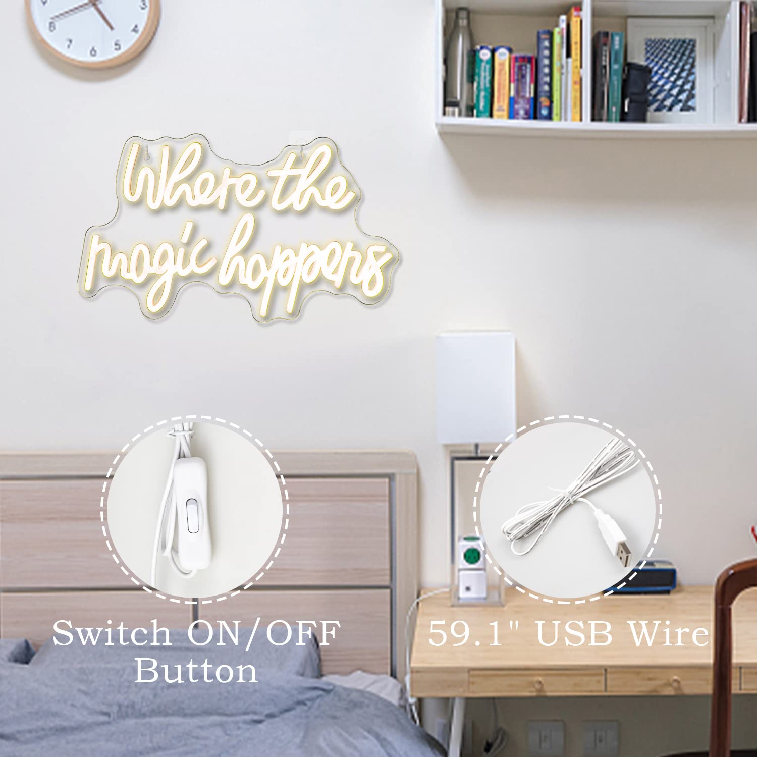 FAXFSIGN Neon Sign Light Up Wall Decor, Warm White, 16.93 x 9.84 inches, Indoor Use, Model: Neon