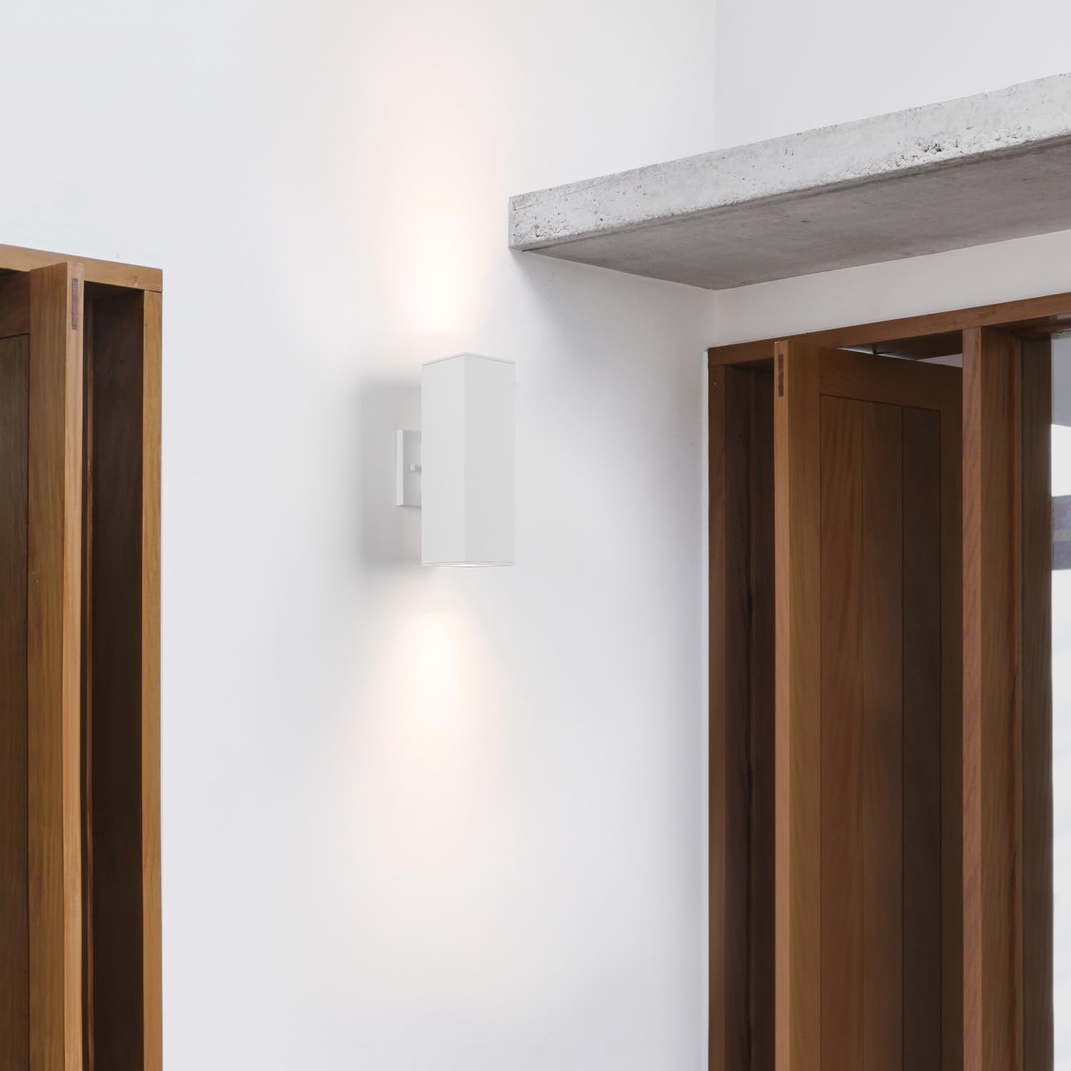 mirrea Outdoor Porch Light Wall Sconce, 2-Pack, Aluminum, 12-inch, Waterproof, Matte White, Model BH004