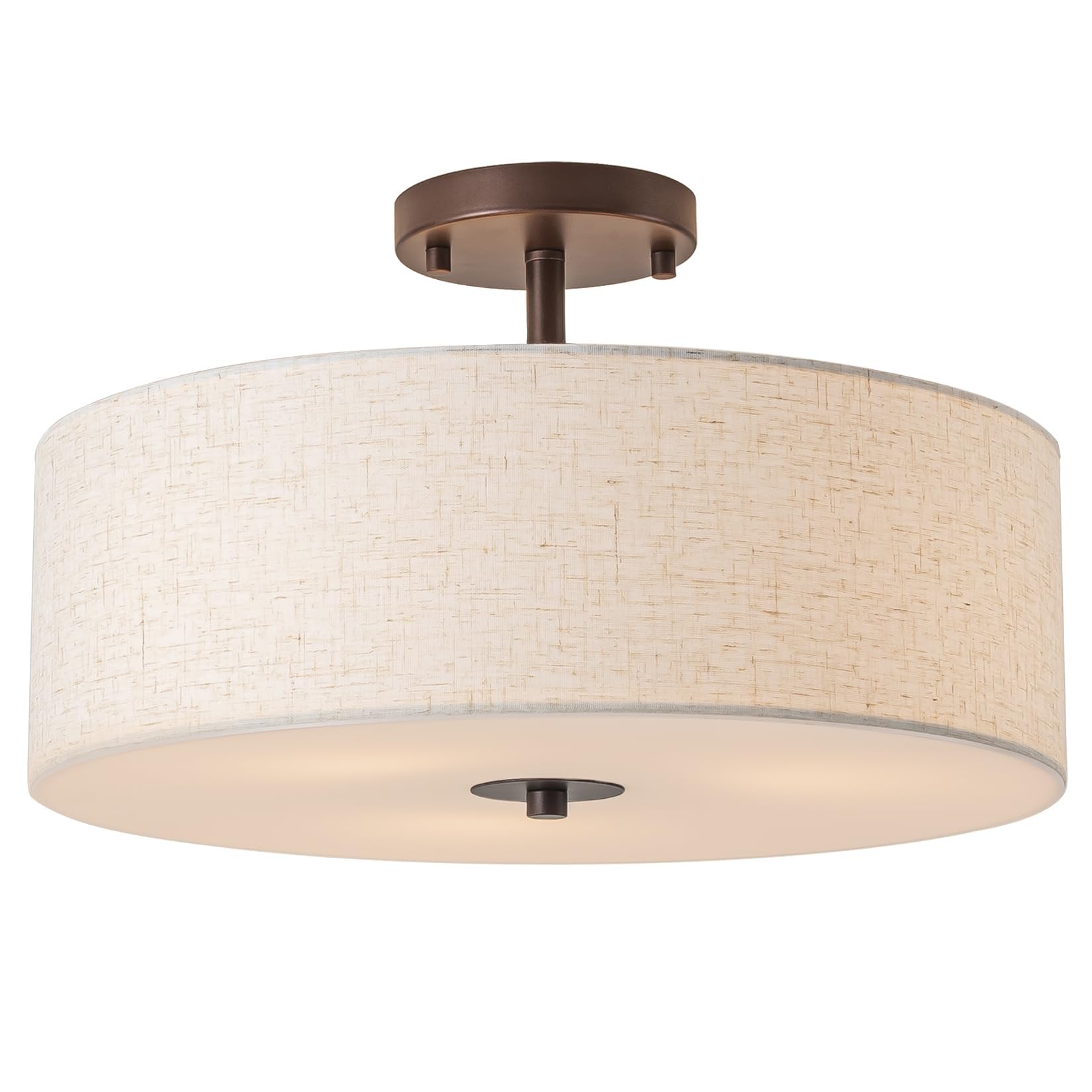 Bargeni Semi Flush Mount Ceiling Light Fixture,16 inch Drum Flush Mount Ceiling Light,Modern Light Fixtures Ceiling Mount with O