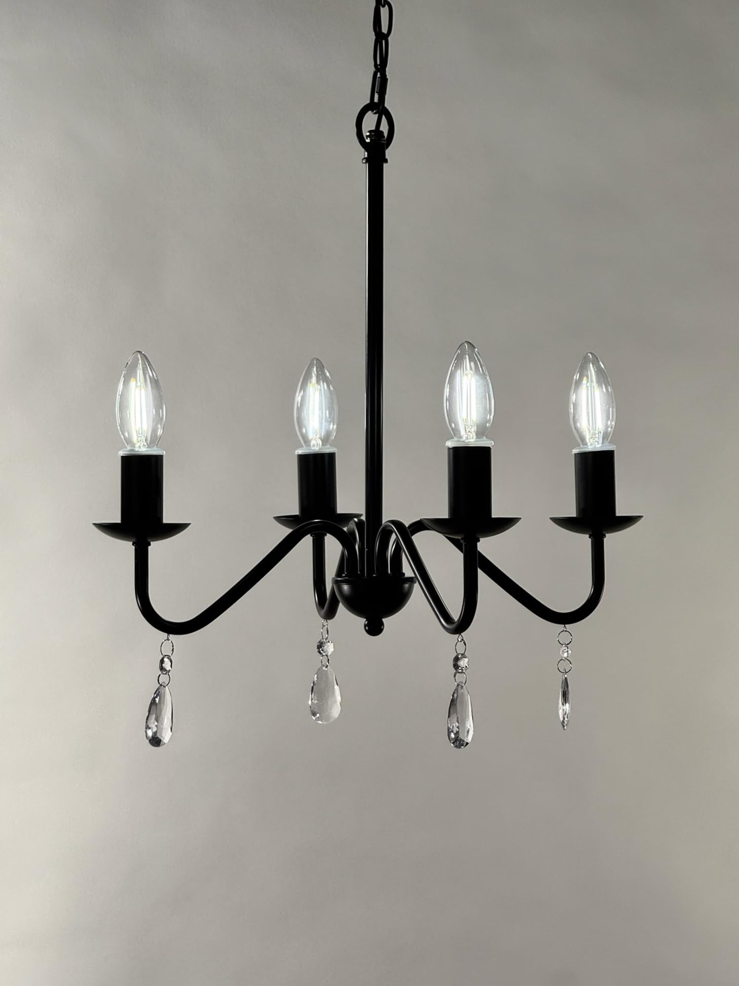 Brink House 4 Light Outdoor Plug-in Chandelier, Curved Black Stainless Steel, 15" H x 17" W, Low Voltage IP65 Water Resistant