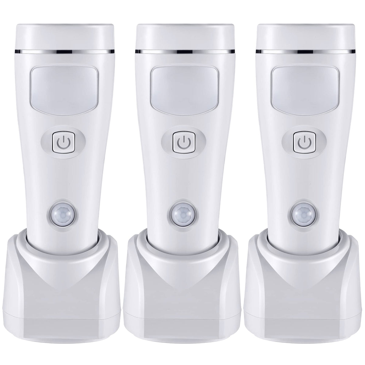 Enhon 4 in 1 LED Rechargeable Plug in Flashlights, 3 Pack LED Emergency Lights for Home Power Failure, Plug in Power Outage Light, Power Failure Light with Motion Detection (White)