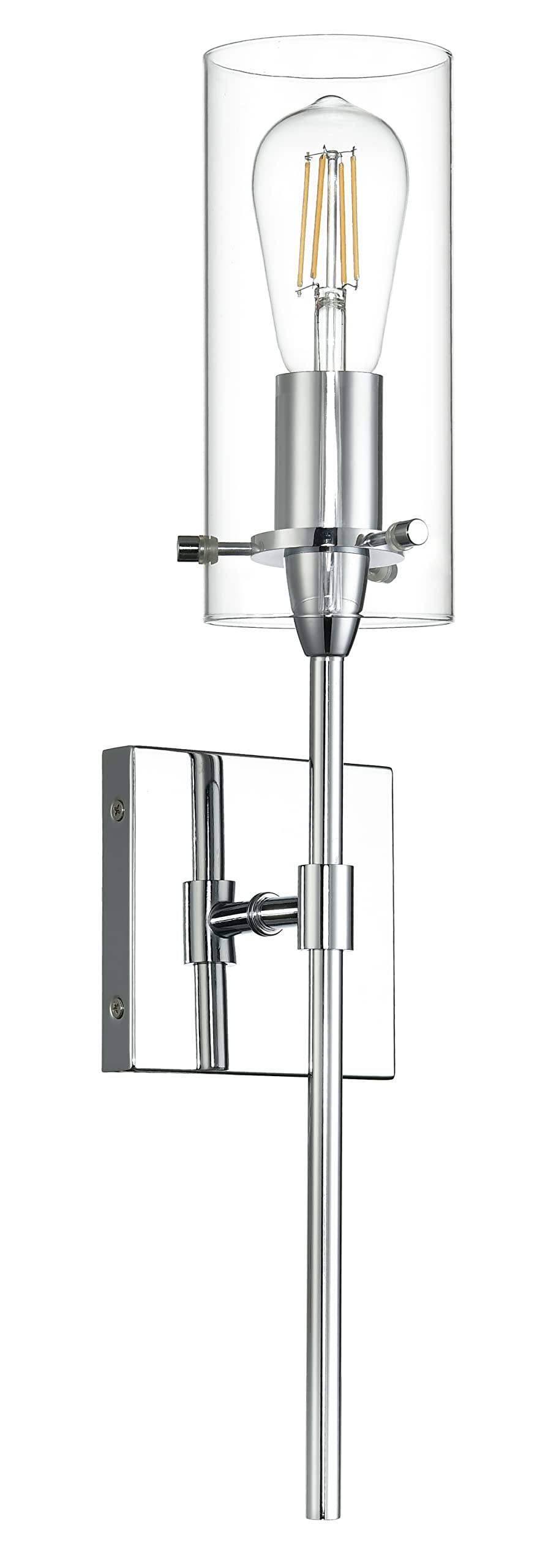 Linea di Liara Chrome Wall Sconce Light Fixture, Glass Indoor Bathroom Lighting, Model LL-WL31-PC, Size Sconce