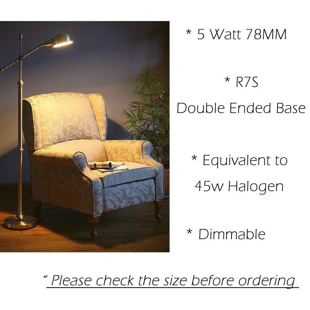 Bonlux R7S LED Light Bulb 5W (45W Halogen Equivalent) Warm White 3000K - 78mm Double Ended Floodlight - 2 Pack