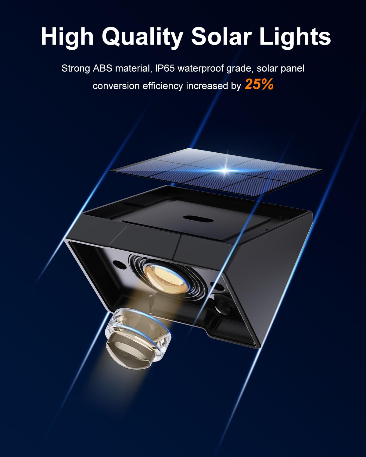 8 Pack Decorative Solar Powered Fence Lights Outdoor Waterproof With Warm White Led Spot Lens, For Outside Wall, Deck, Patio, Ya