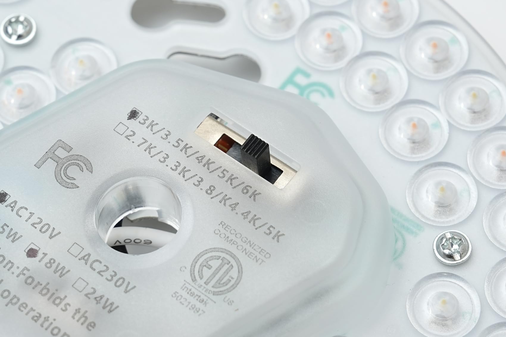 Haoledi 5.12'' Led Ceiling Fan Light Retrofit Kit 18W 2100Lm Ceiling Light Replacement Pcb Board 5Cct 3000K 3500K 4000K 5000K 6000K Adjustable 120V Cri90 Dimmable(18, Watts)