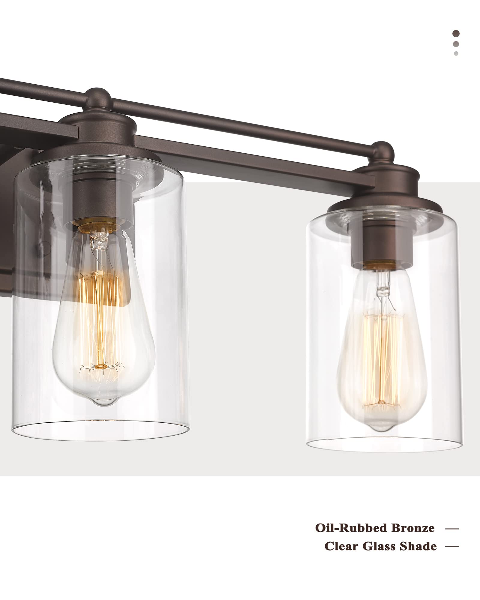 Hwh 3-Light Bathroom Vanity Light Fixture - Industrial Oil-Rubbed Bronze Wall Sconce