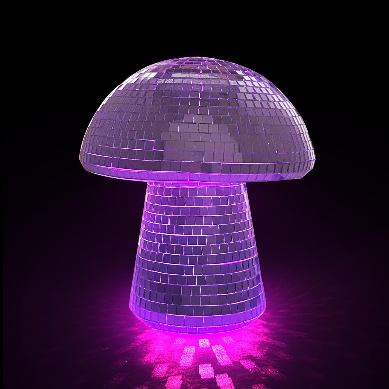 IJG Silver Mushroom Disco Lights RGB, 6 Inch Reflective Ball Home Decor, Plastic, Model 1