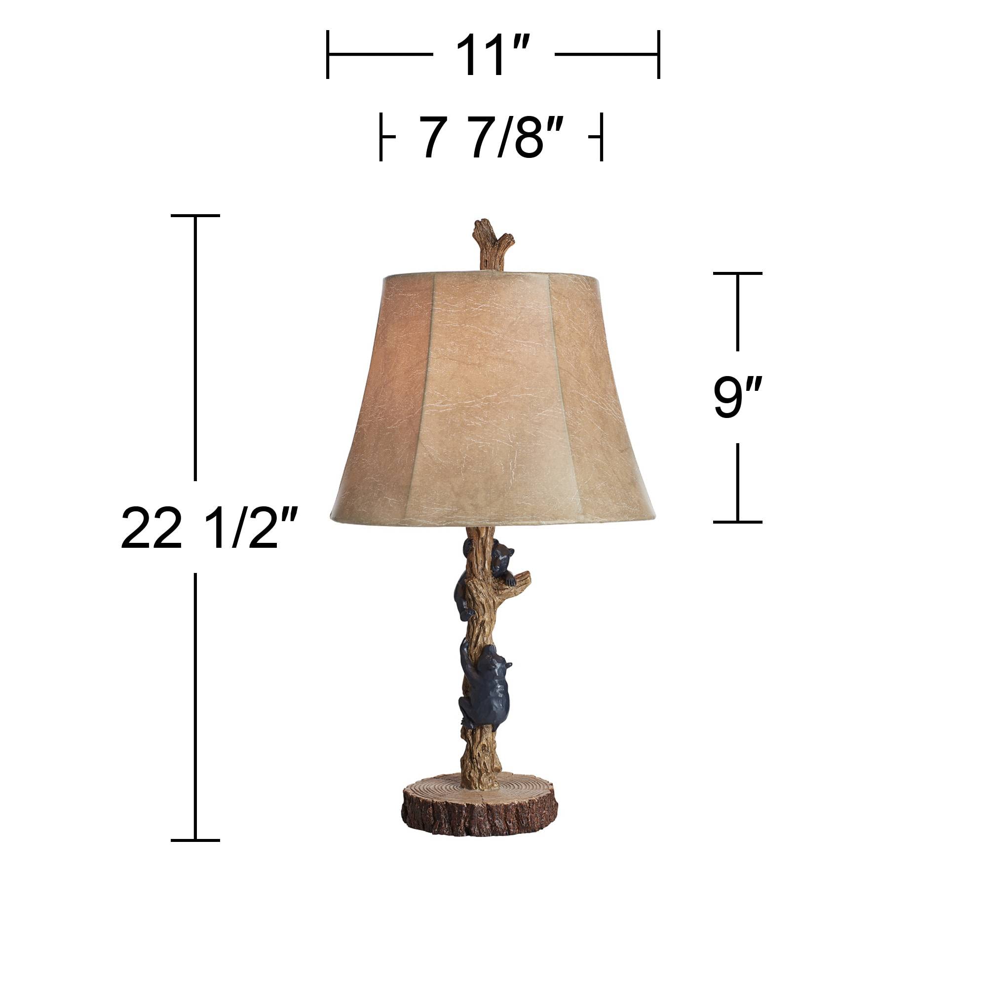 John Timberland Rustic Accent Table Lamps Set of 2, 22.5in High, USB Port, Brown Black Wood Finish, Model 81K44
