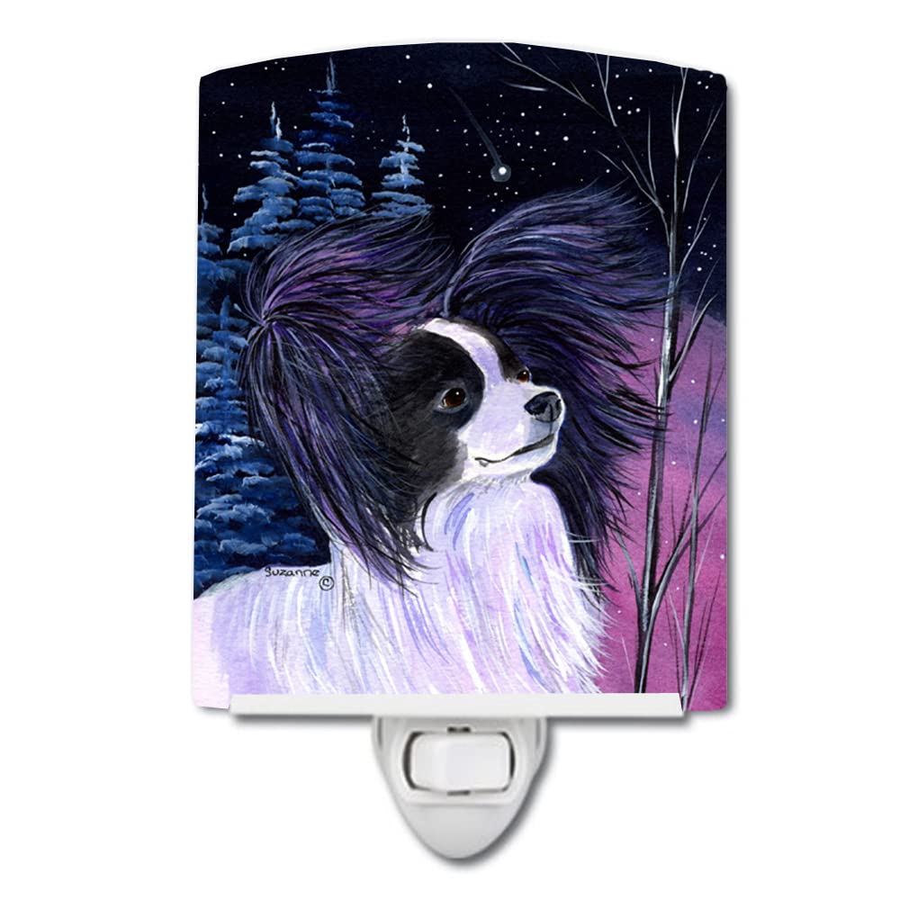 Carolines Treasures Night Light, Papillon Design, Ceramic, UL-Certified, 6x4x3in, Multicolor, Model SS8377CNL