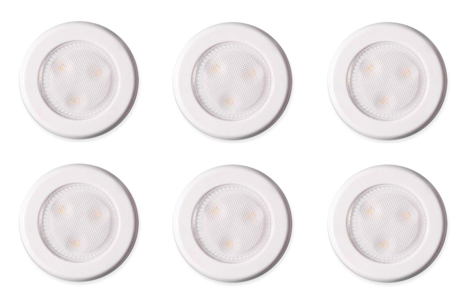 Westek Ultra-Thin LED Puck Light, 6PK with Batteries, White, Model BL-PUTN-W6, Plastic Material