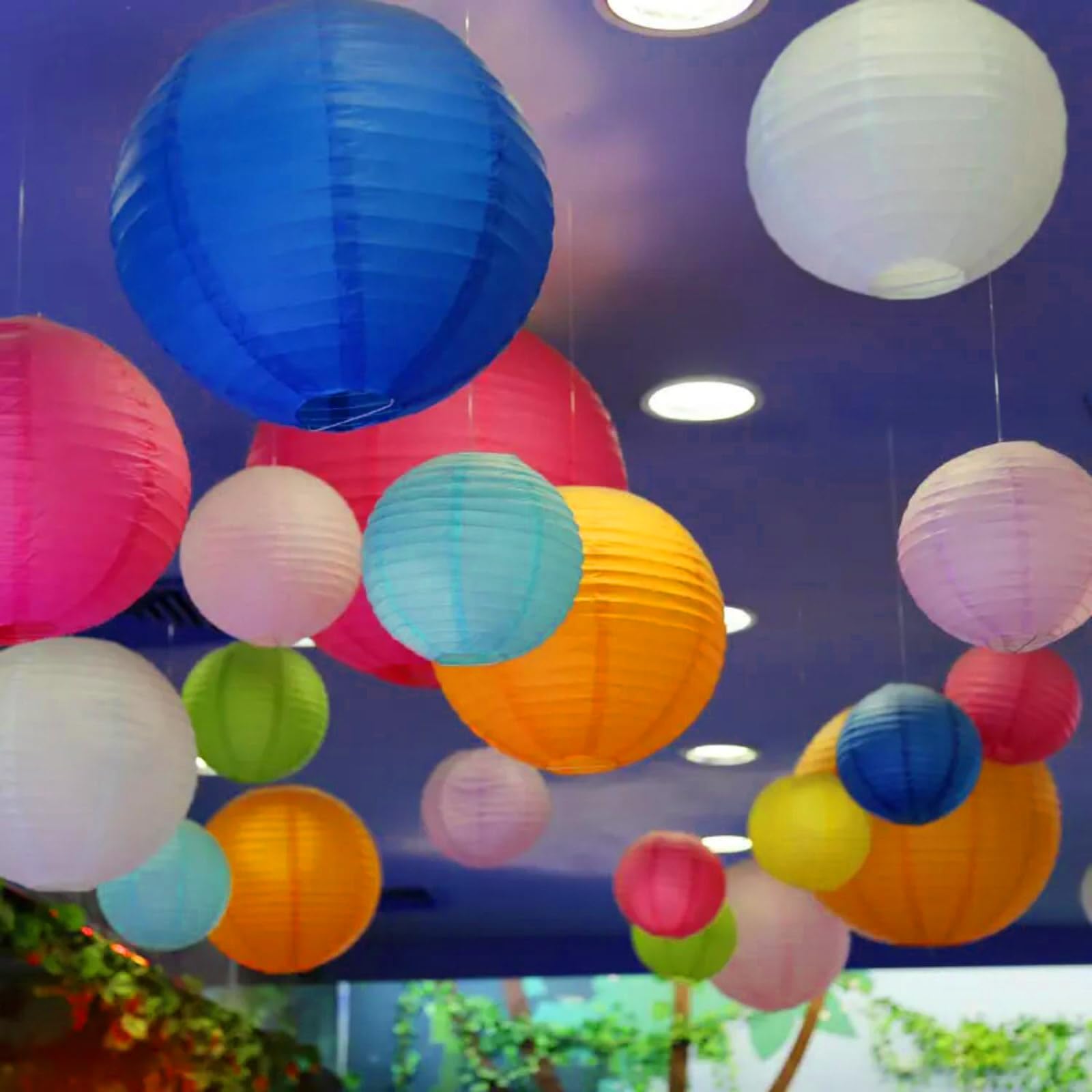 Aimtohome Paper Lanterns Decorations - 10 Pcs Green Hanging Lamps For Parties & Events