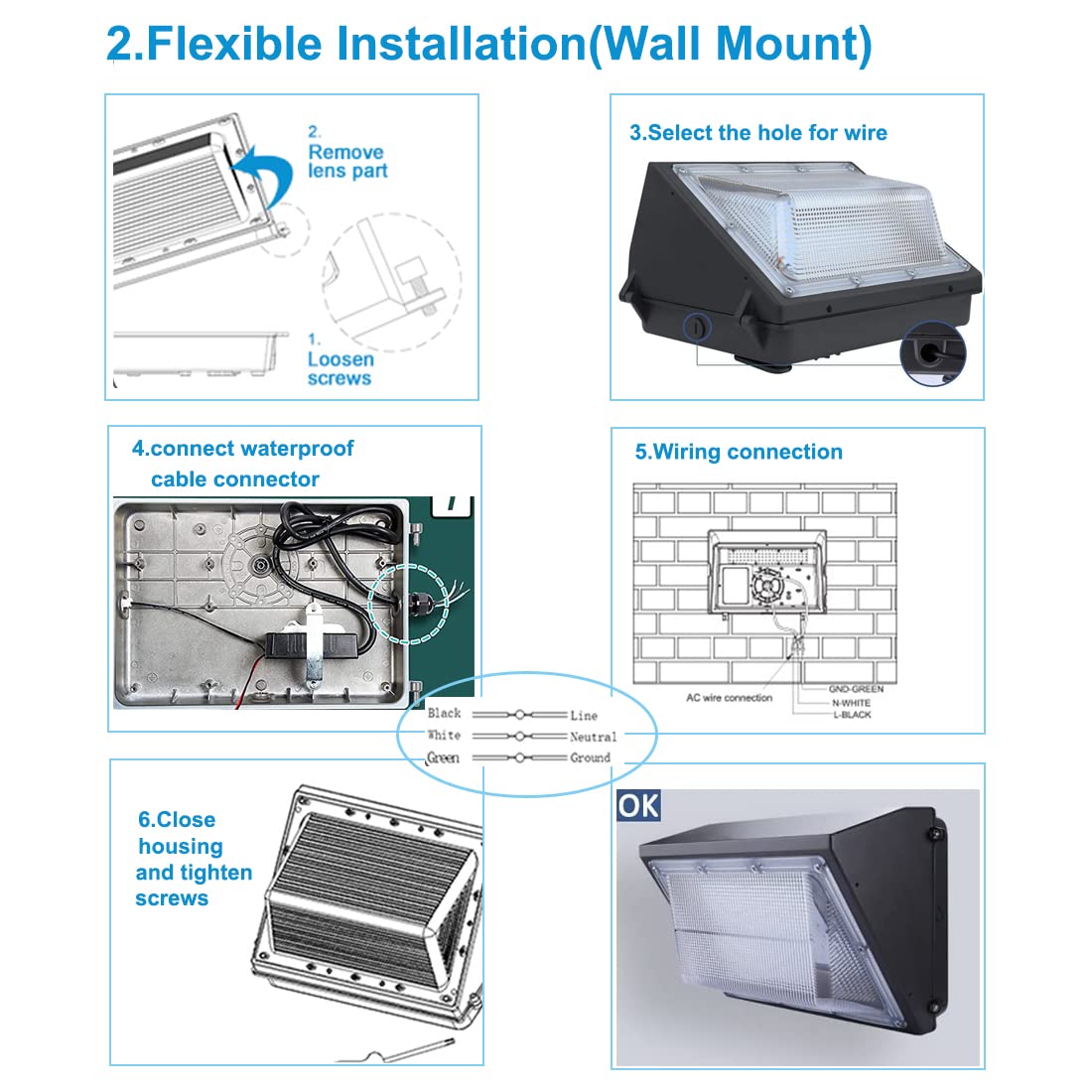 LEDMO LED Wall Pack Light 120W Dusk to Dawn Outdoor Fixture, Brown, Model 1801, Replaces 800W HPS/HID for Security & Flood Lighting