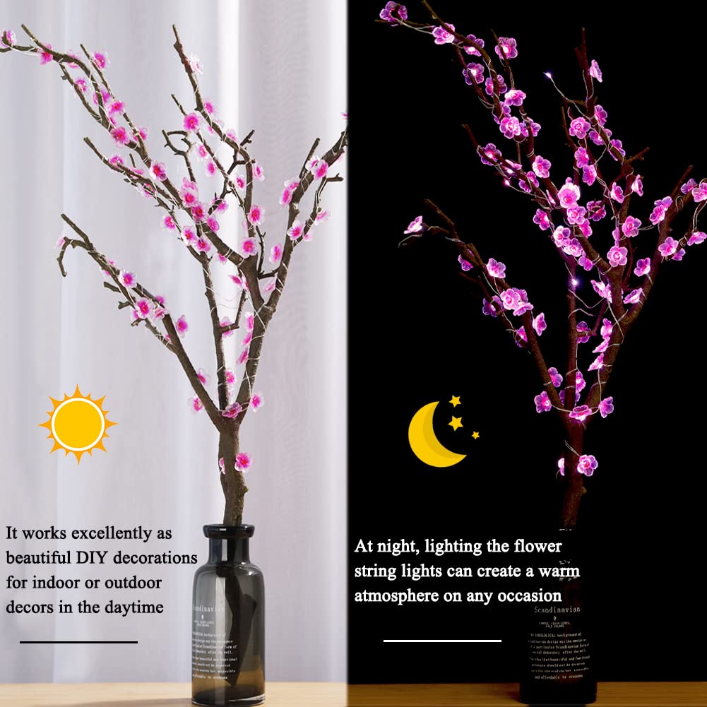 2 Pack Battery Operated String Lights Indoor, 13Ft Cherry Blossom Bedroom Lights, Color Changing Flower Lights Decorative For Room Dressing Table Dorm Party Easter Girl Mom Gift Wedding Christmas