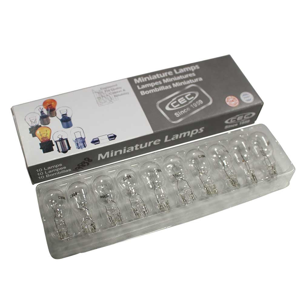 CEC Industries 906 Miniature Bulb - Box of 10, Transparent, Plastic