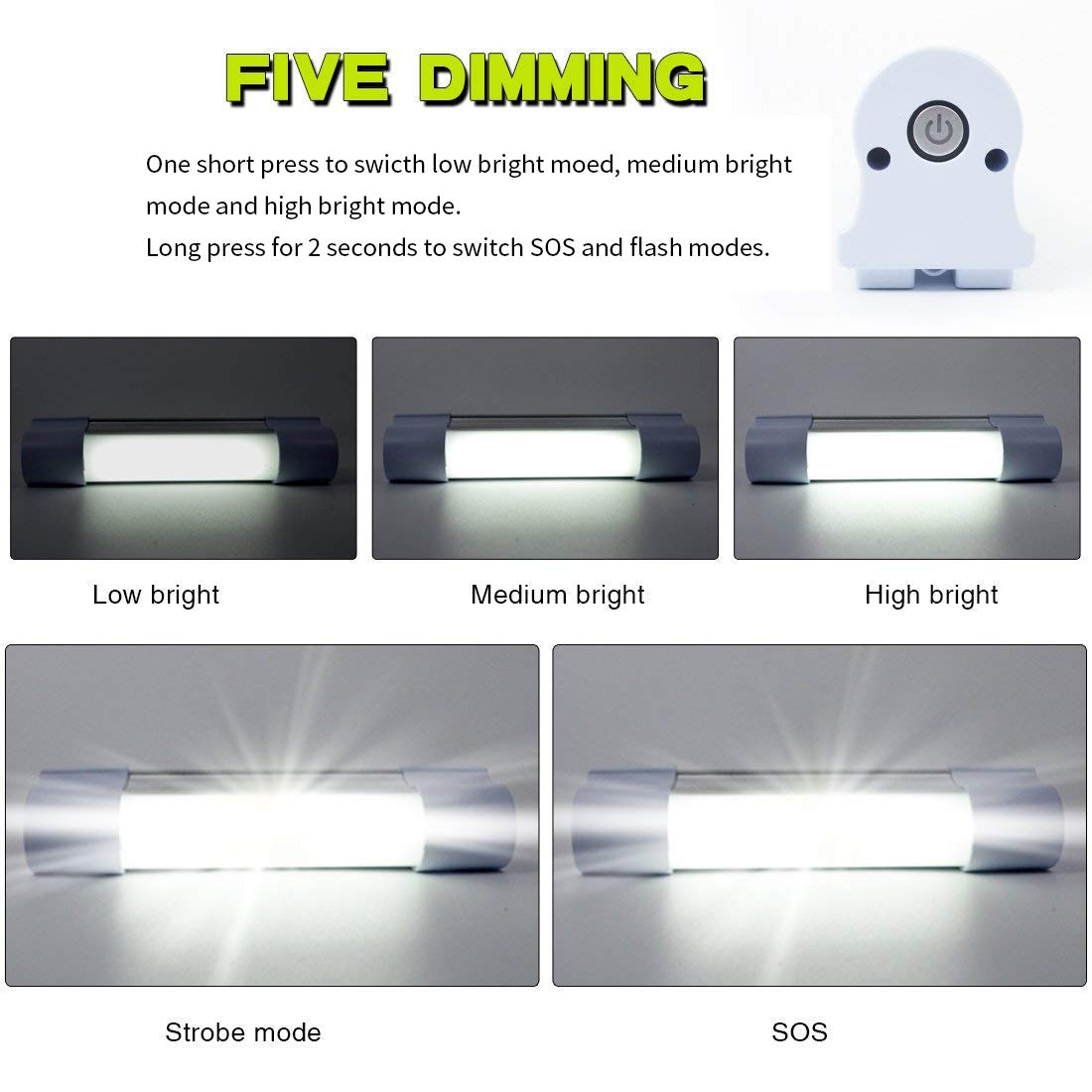 Letour Led Tube Magnetic Light Bar Work Lights 2000 Lumens 2600Mah 5 Lighting Options Camping Lantern Usb Rechargeable Portable