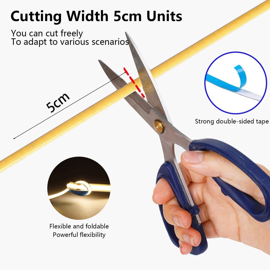 Mdee?Type C Cob Tape Light Led Strip 1.64Ft/0.5M- Flexible 5Mm Hidden Dc 5V Led Tape With 320 Leds/M For Warm (2700K) Lighting. Cuttable  Shapeable  Type C Powered. Ideal For Kitchen