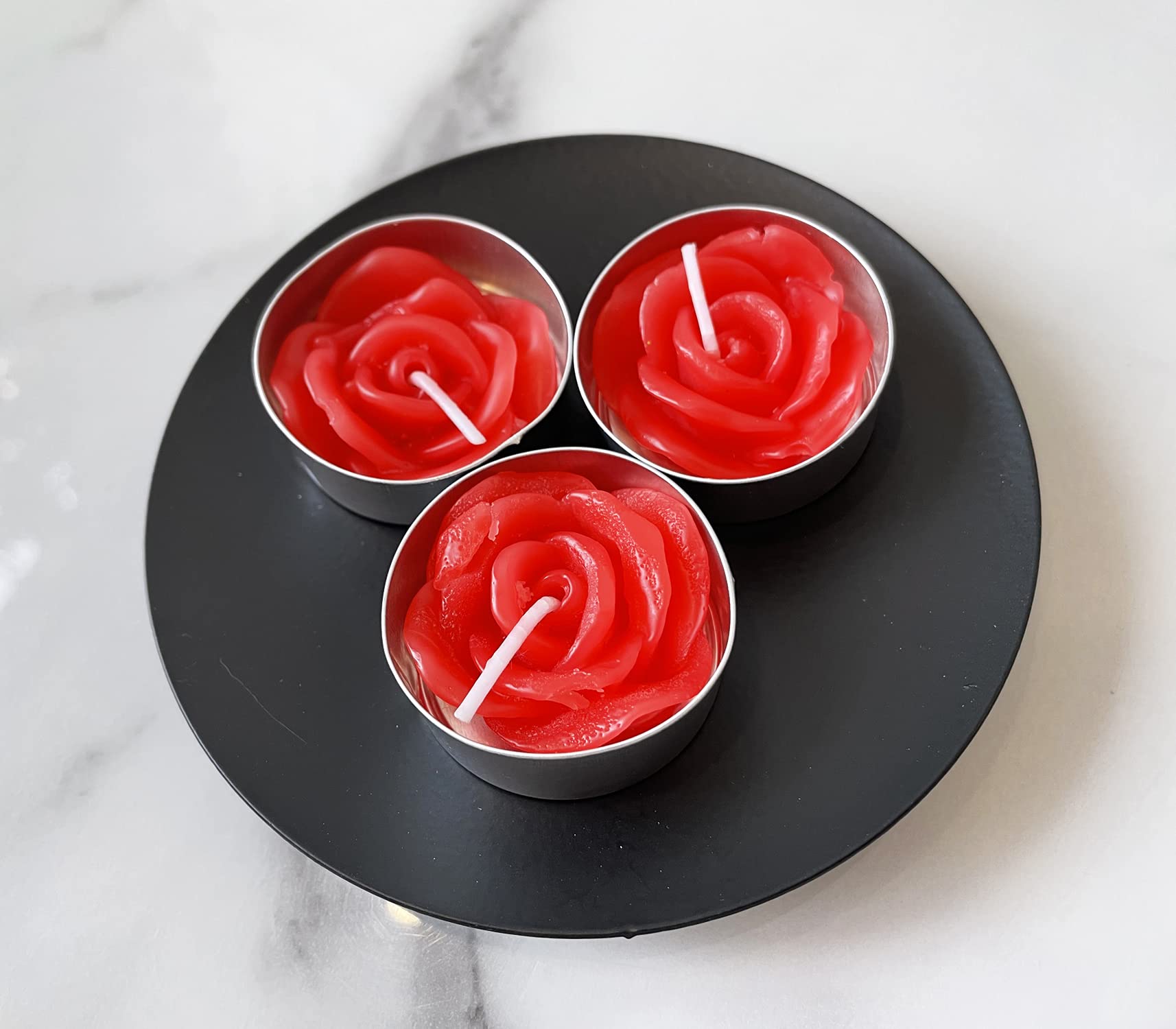 Rose Tealight Candles,12 Pieces Handmade Delicate Flower Candles With 100Pcs Silk Rose Petals,Mini Candle Discs For Weddings,Ann