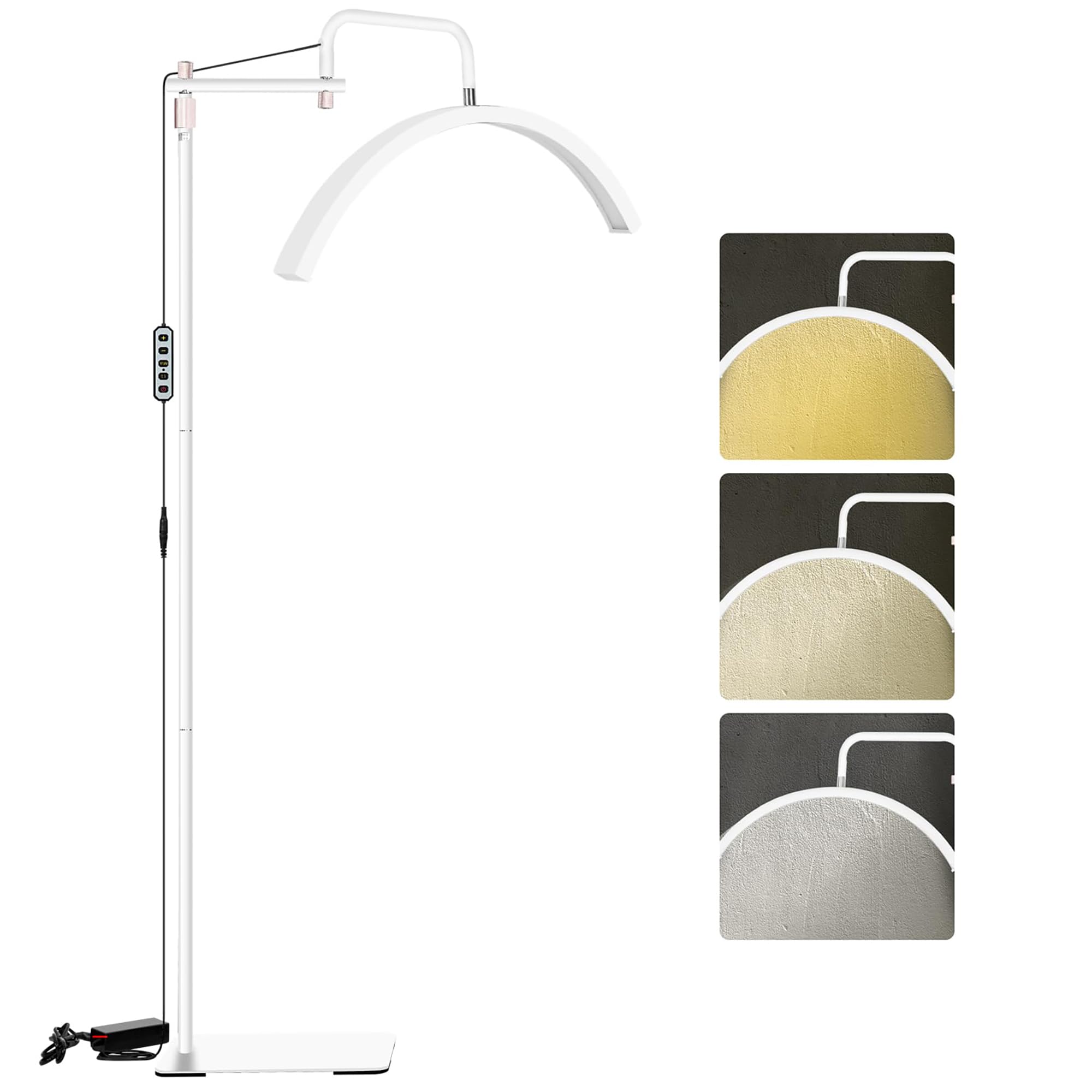 Lash Light For Eyelash Extensions, Led Half Moon Light For Lash Tech, Dimmable Floor Eyelash Lamp With Phone Holder For Esthetician, Tattoo Artists, Beauty, Skincare - Adjustable Brightness & Height