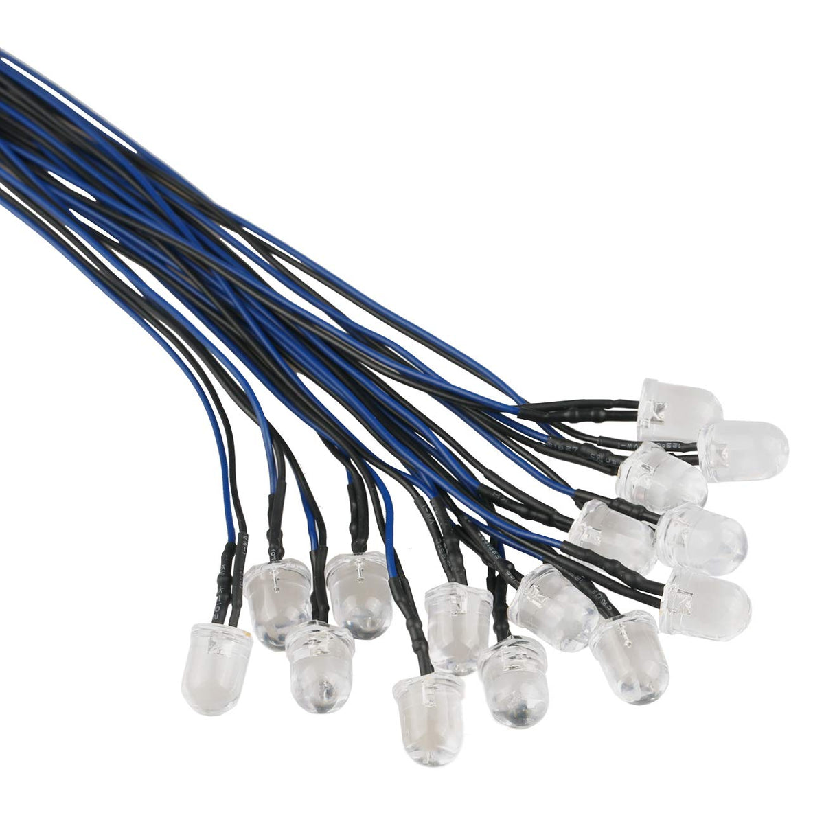 EDGELEC 30pcs 12 Volt 10mm Blue LED Lights Emitting Diodes Pre Wired 7.9 inch DC 12v LED Light Clear Lens Small LED Lamps