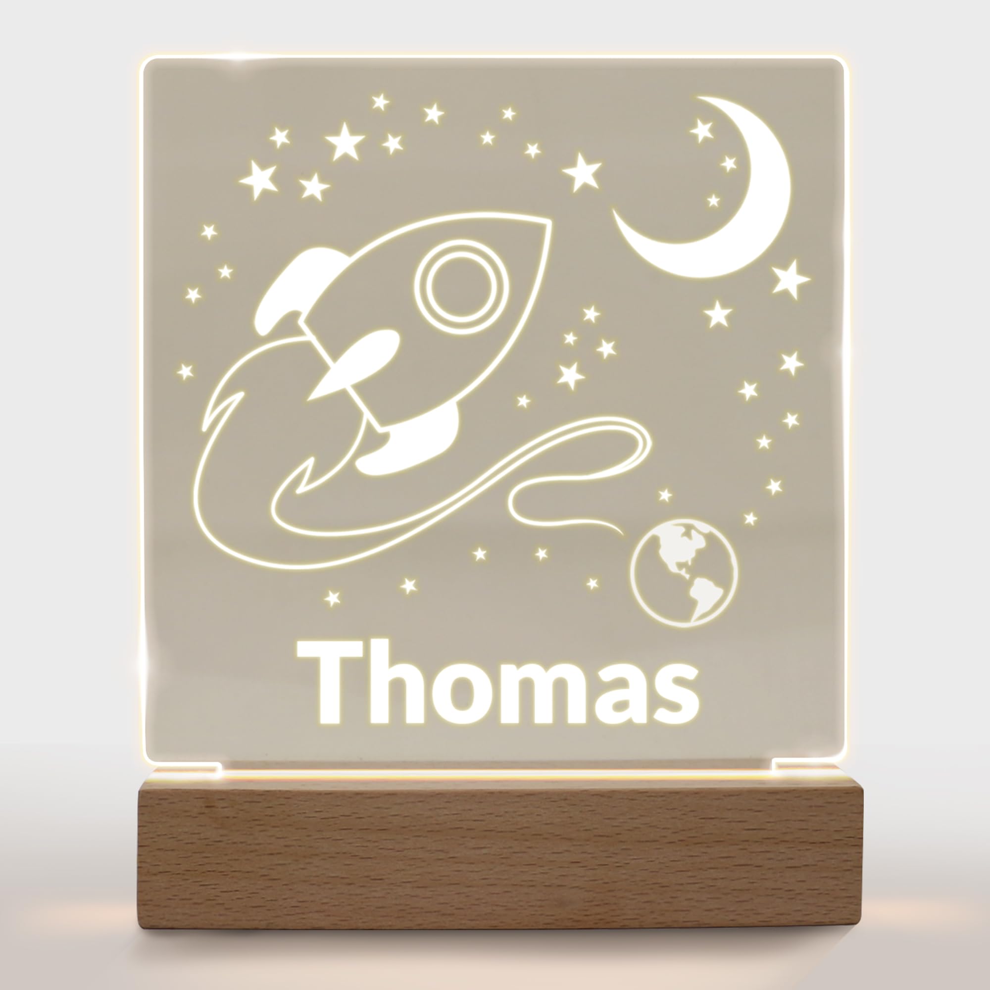 Personalized Night Light For Kids Girls Boys Customized Gifts For Baby Bedroom Rocket Spaceship