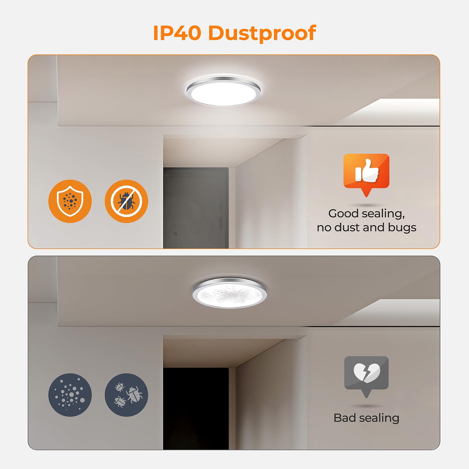 BLNAN LED Flush Mount Ceiling Light, 12 Inch 24W, Selectable 3000K/4000K/5000K, Silver, Model LS-CL-G24W-D